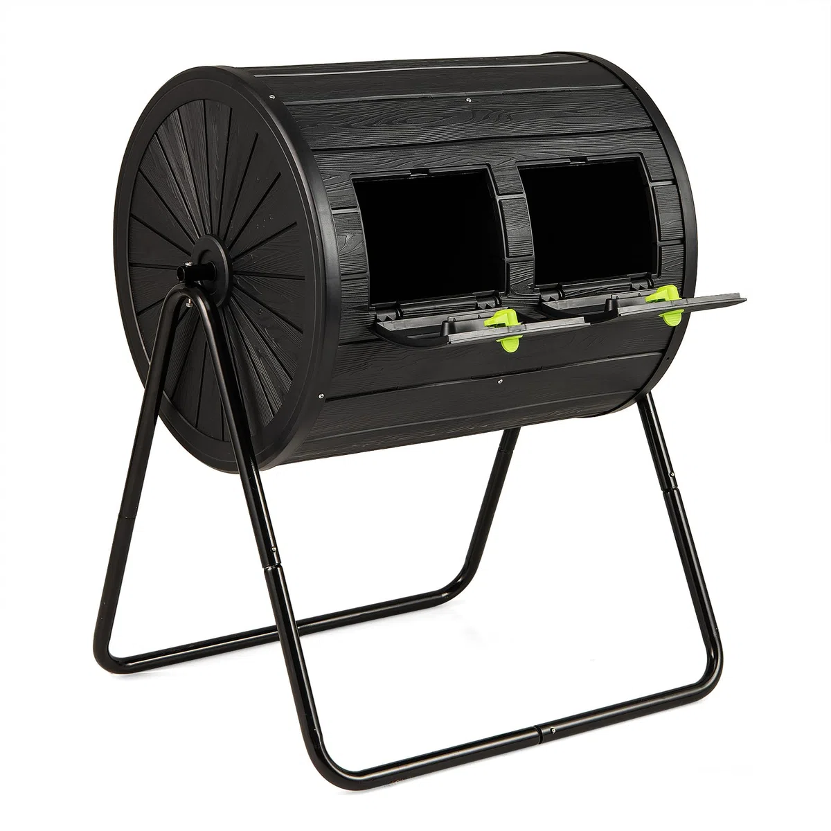 HOMASIS 142L Compostiera da Giardino, Compostiera Girevole a 360° in PP con Lame di Miscelazione, per Compostaggio Rifiuti Organici, Efficiente in 4-6 Settimane, Attrezzi da Giardinaggio (Nero)