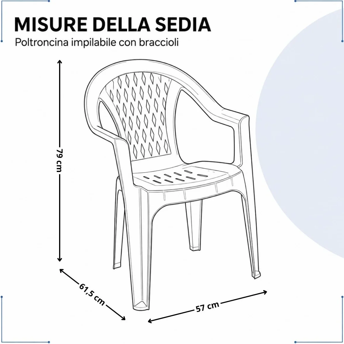 Tomaino Marshall Tavolo e Sedie da Giardino in Plastica 4 Posti ANTRACITE