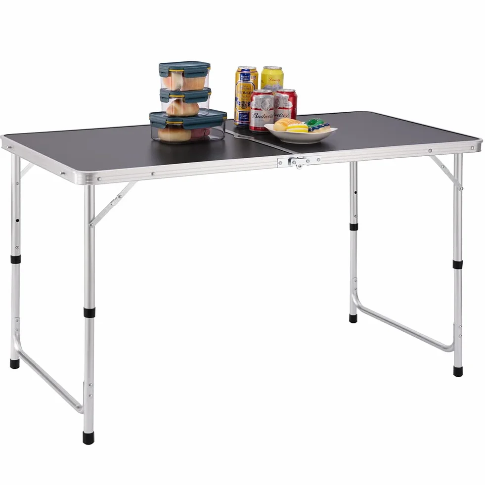 Tavolo da Campeggio in Alluminio Pieghevole 60x120x70cm Grigio