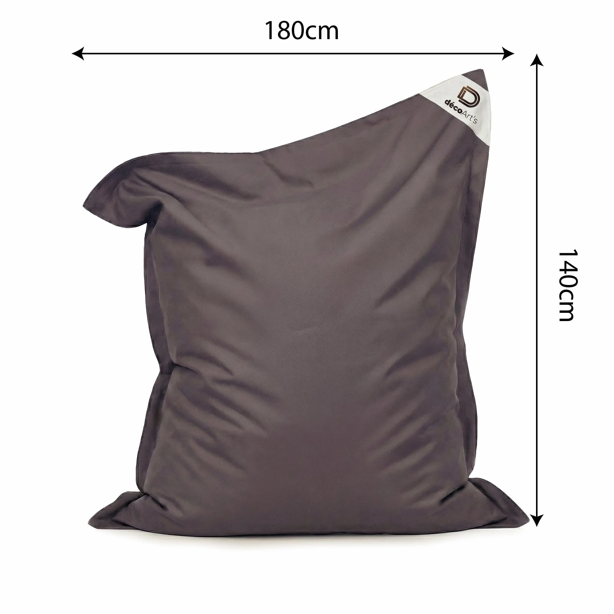 Pouf da Esterno Gigante XXL 180x140cm Imbottito (Non Gonfiabile) Galleggiante Piscina - Pouf Giardino Impermeabile Sfoderabile - Riempimento 450L Palline Polistirolo - Grigio Carbone