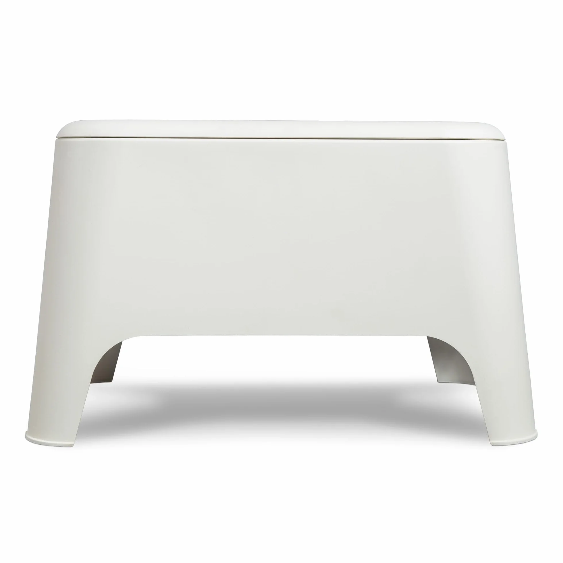 Tavolino Petra bianco 59x39x36 cm moderno con vano portaoggetti 21 litri coperchio rimovibile plastica riciclata uso esterno