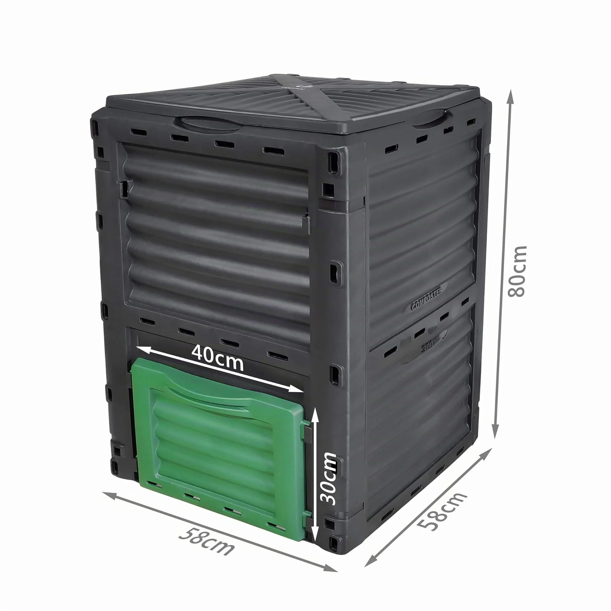 VOUNOT Compostiera da Giardino 300L Composter da Esterno Nero e Verde