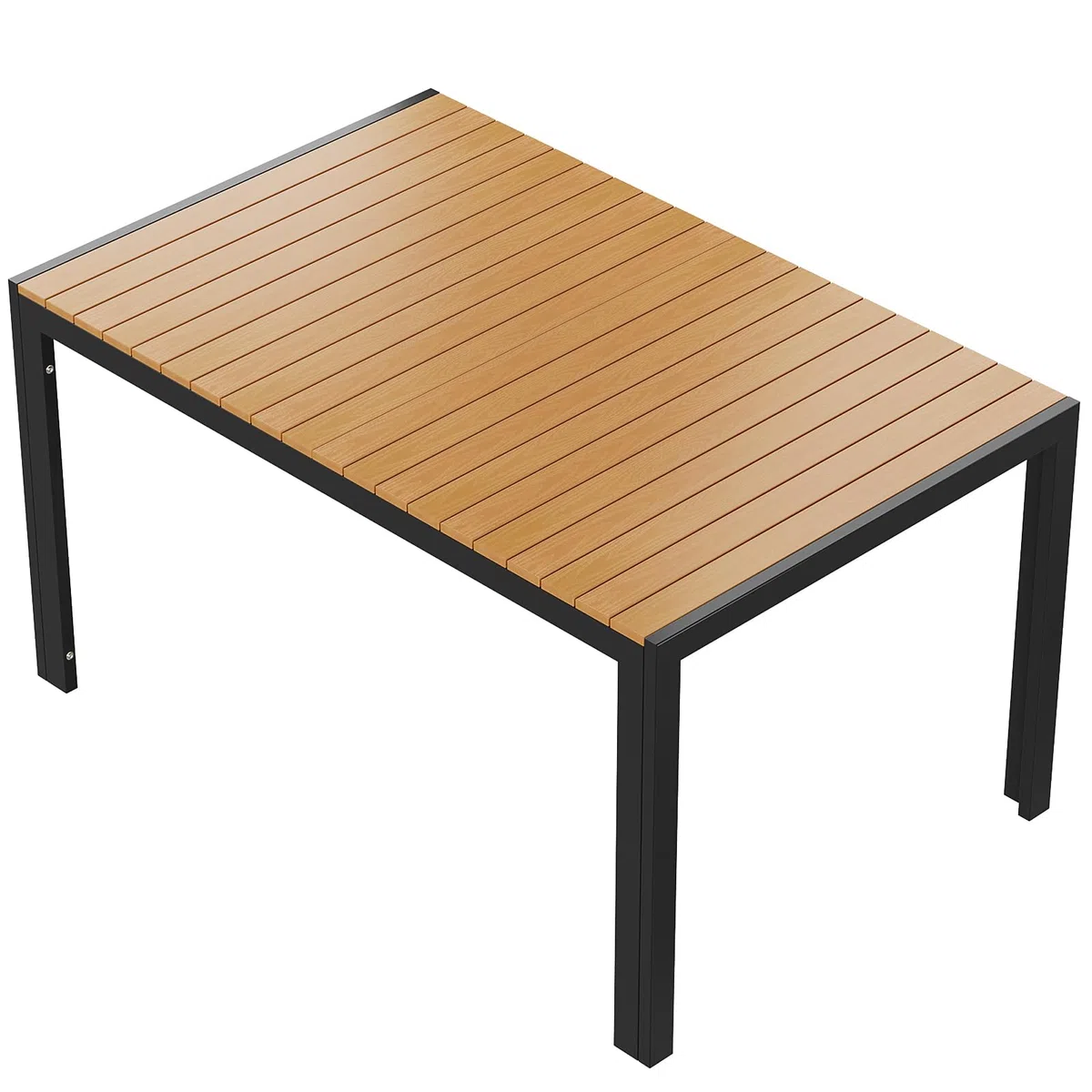 LIFERUN Tavolo da giardino grande, resistente alle intemperie, 140 x 90 x 75 cm, in alluminio, con piano in WPC, tavolo da pranzo rettangolare, per 6 persone, robusto giardino, terrazza, balcone