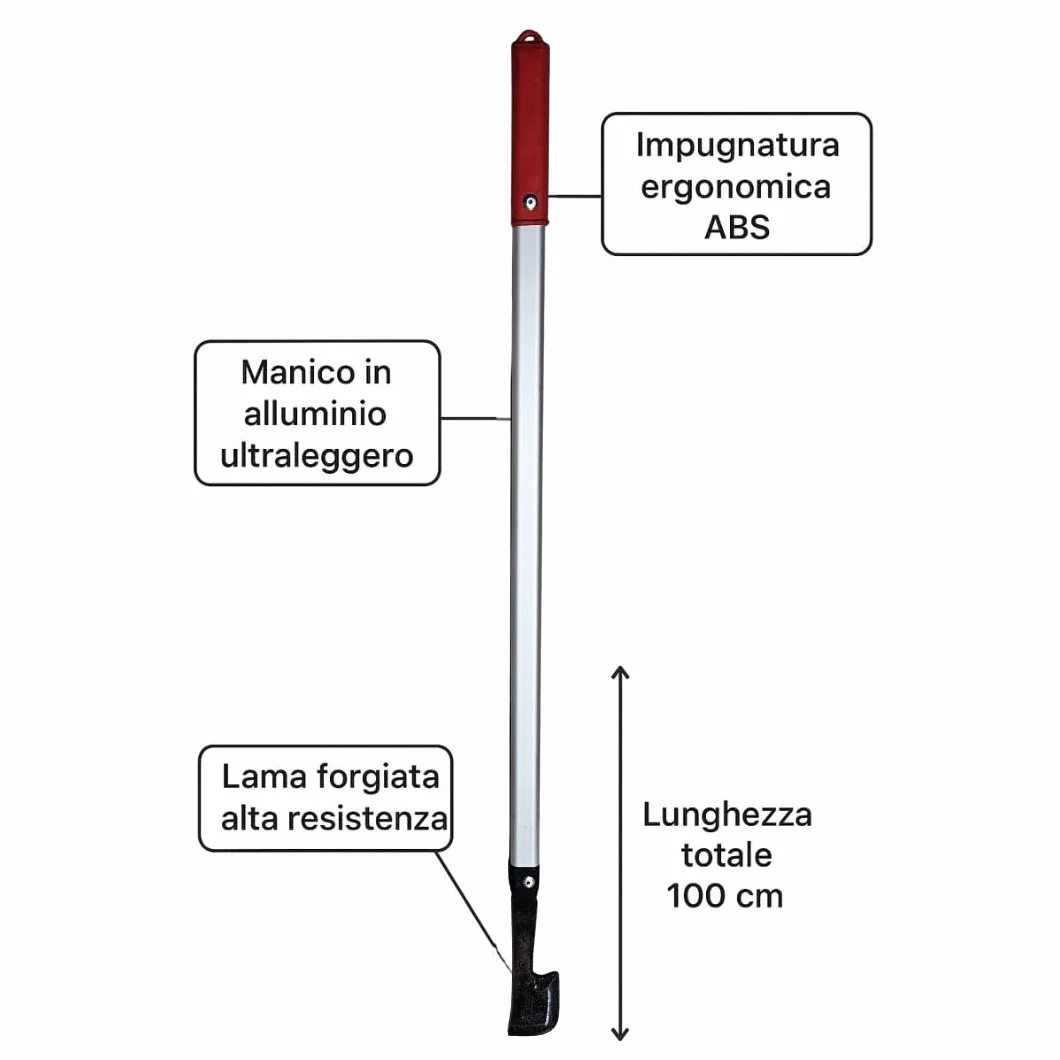 Vanghetto per Tartufi 100 cm | Manico in Alluminio Leggero, Lama Forgiata Alta Resistenza, Impugnatura Antiscivolo in ABS | Strumento Trifolatura Professionale Ergonomico (Bandiera)