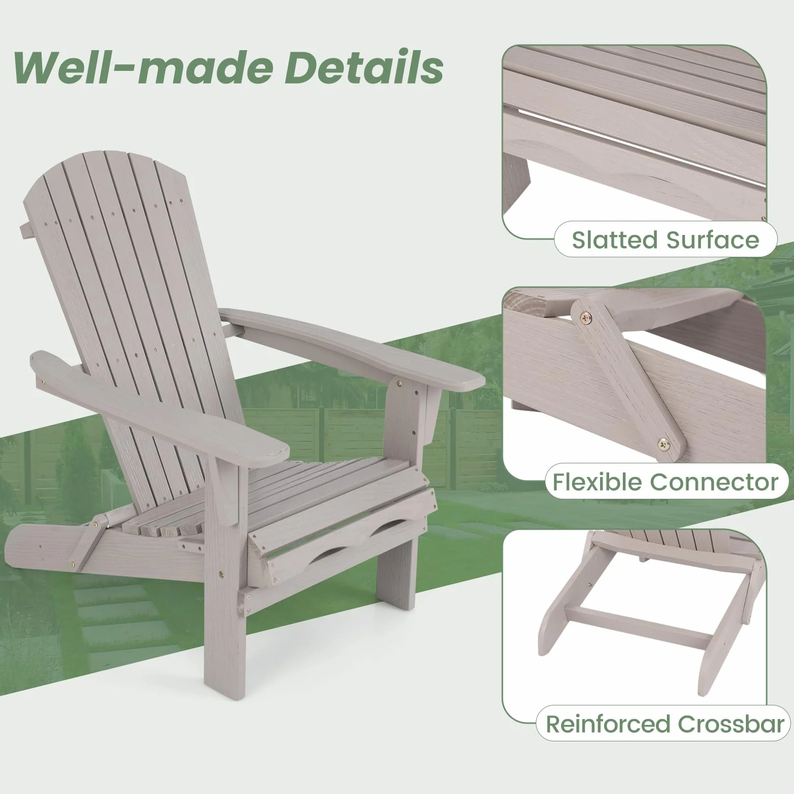 GIANTEX Set di 2 Sedie Adirondack Pieghevoli, Sedia da Esterno con Telaio in Legno di Abete