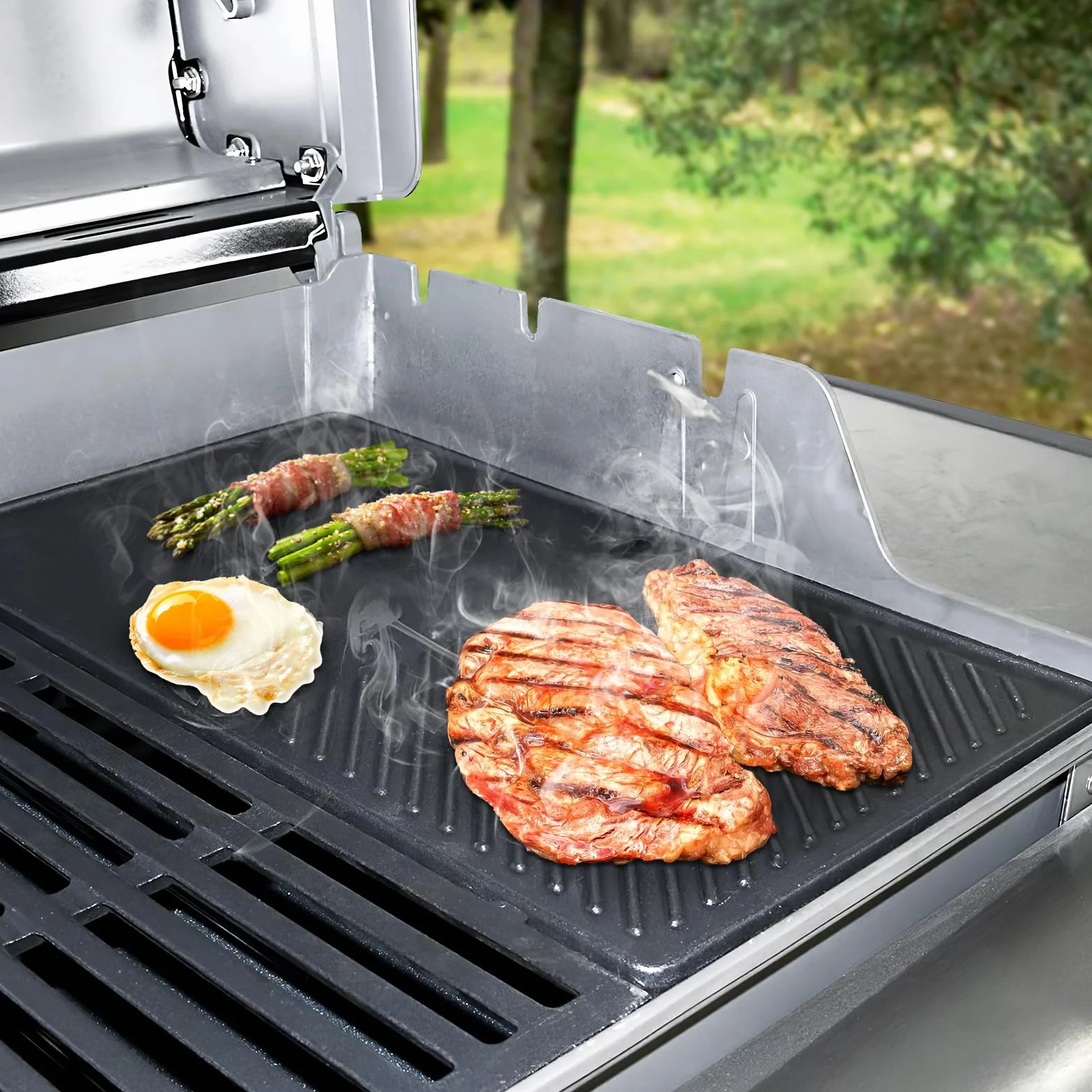 GFTIME 7637 44,5 CM Piastra Piastra per Weber Spirit E210 E220 S210 S220 (con Manopole del Bruciatore Anteriore), Parti di Ricambio Piastra Piastra in Ghisa per Griglie a Gas Weber Spirit Serie 200