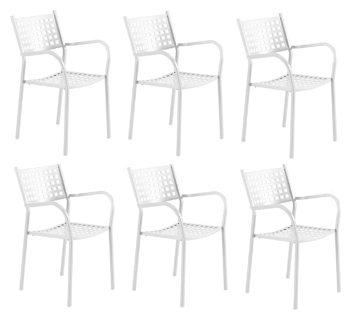 Sedia Poltrona Esterno Modello Alice CH1550 Bianco Perla 6 Pezzi ZINCATA Verniciata A POLVERI Resistente Intemperie VERMOBIL