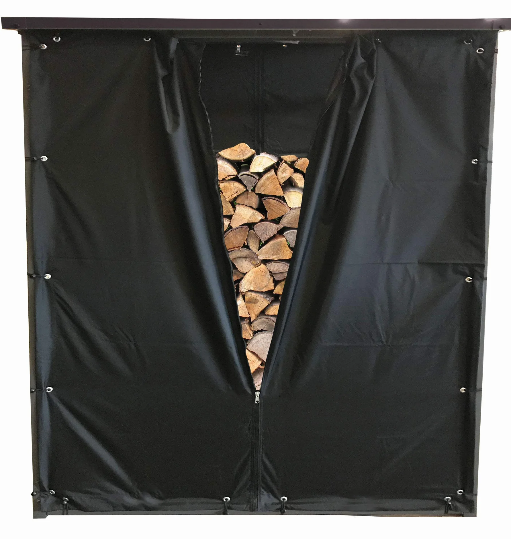 QUICK STAR Set di Protezione dalle intemperie per Riparo di Legna da ardere XXL 185x70x185cm PVC Nero