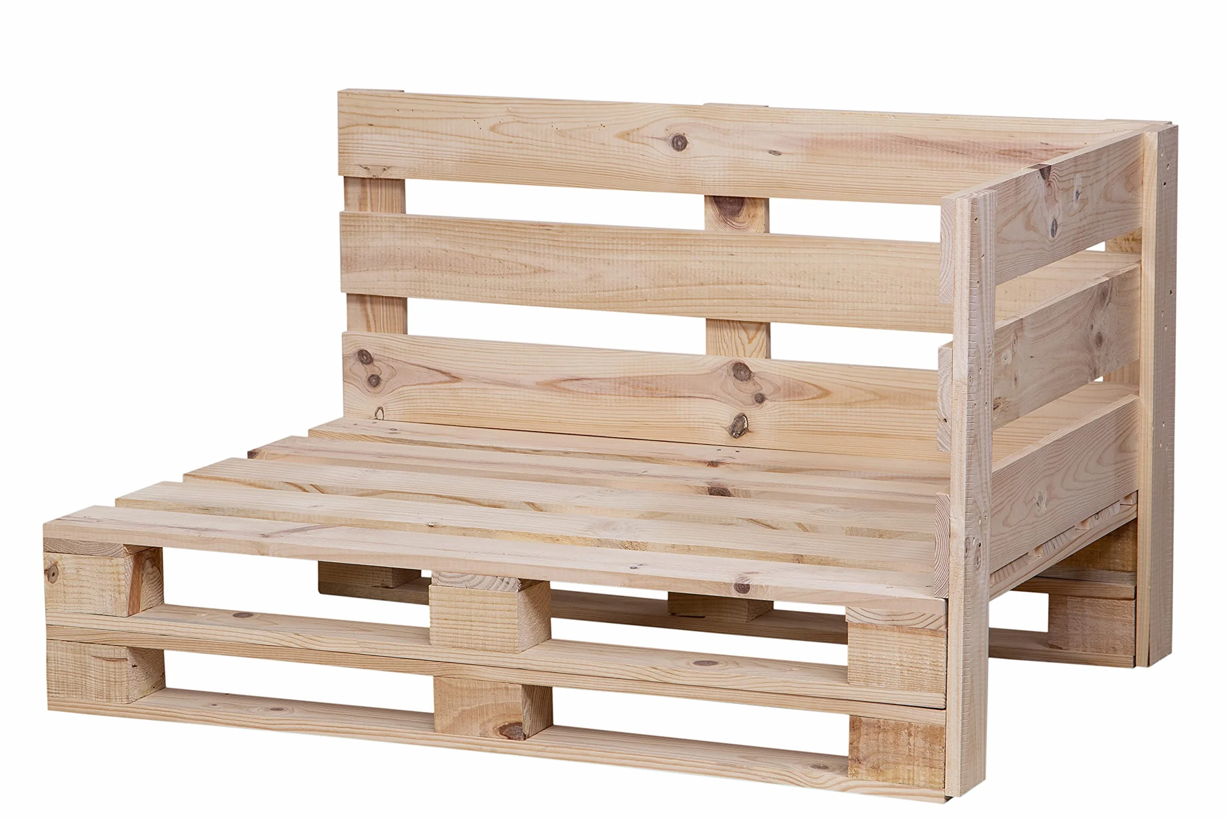 Divano di pallet levigato e spazzolato, per interni ed esterni, poltrona/divano per patio (120 x 60 cm, finitura grezza)