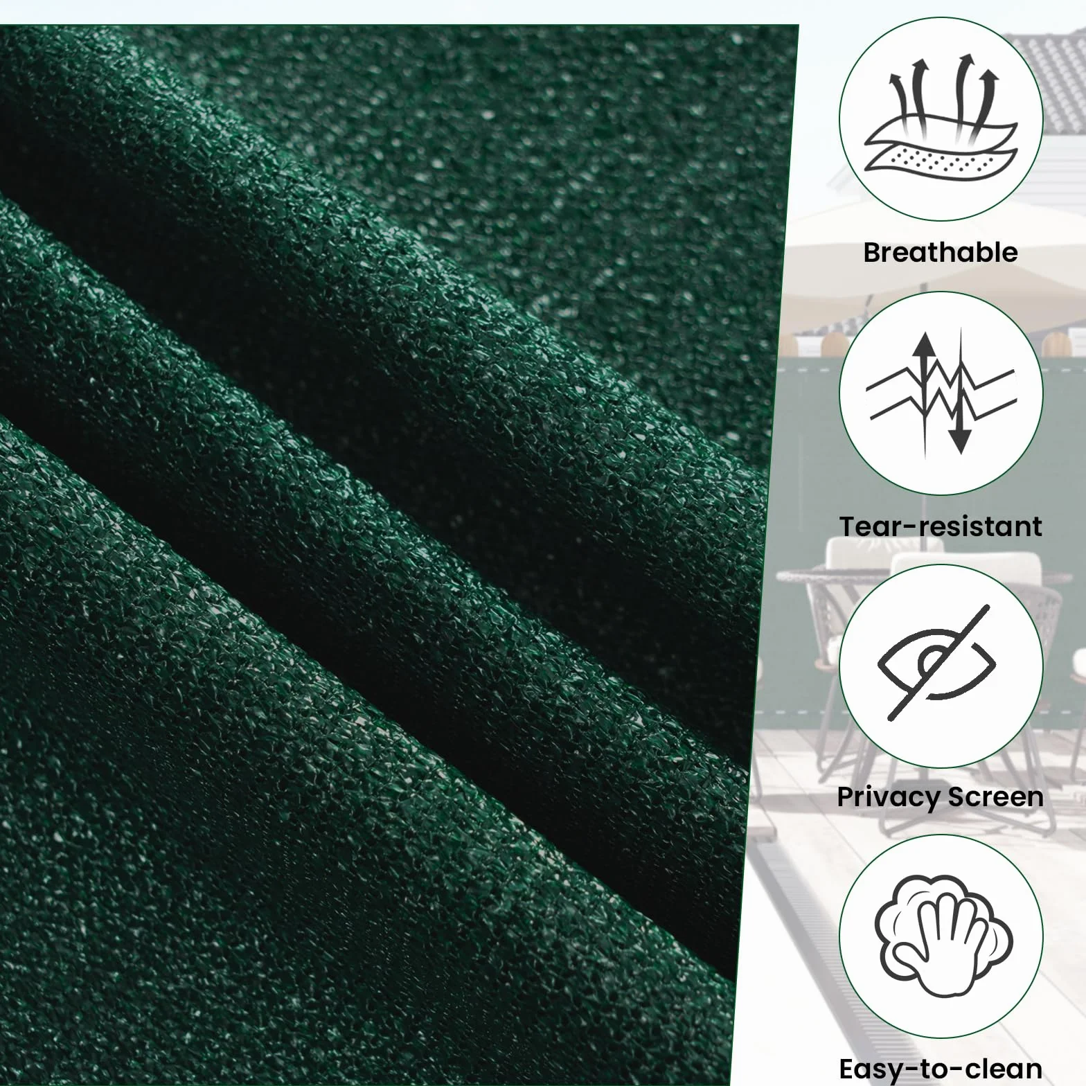 WOLTU Rete Ombreggiante 1,2x25 m, Frangivista per Recinzione Giardino, Telo Frangivento da Esterno, con Occhielli e Fascette, Resistente alle Intemperie, per Balcone, in HDPE 180g/m², Verde