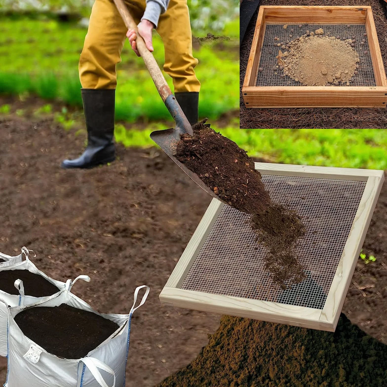 Setaccio per Terreno da Giardino Multifunzionale Palmare 50x44