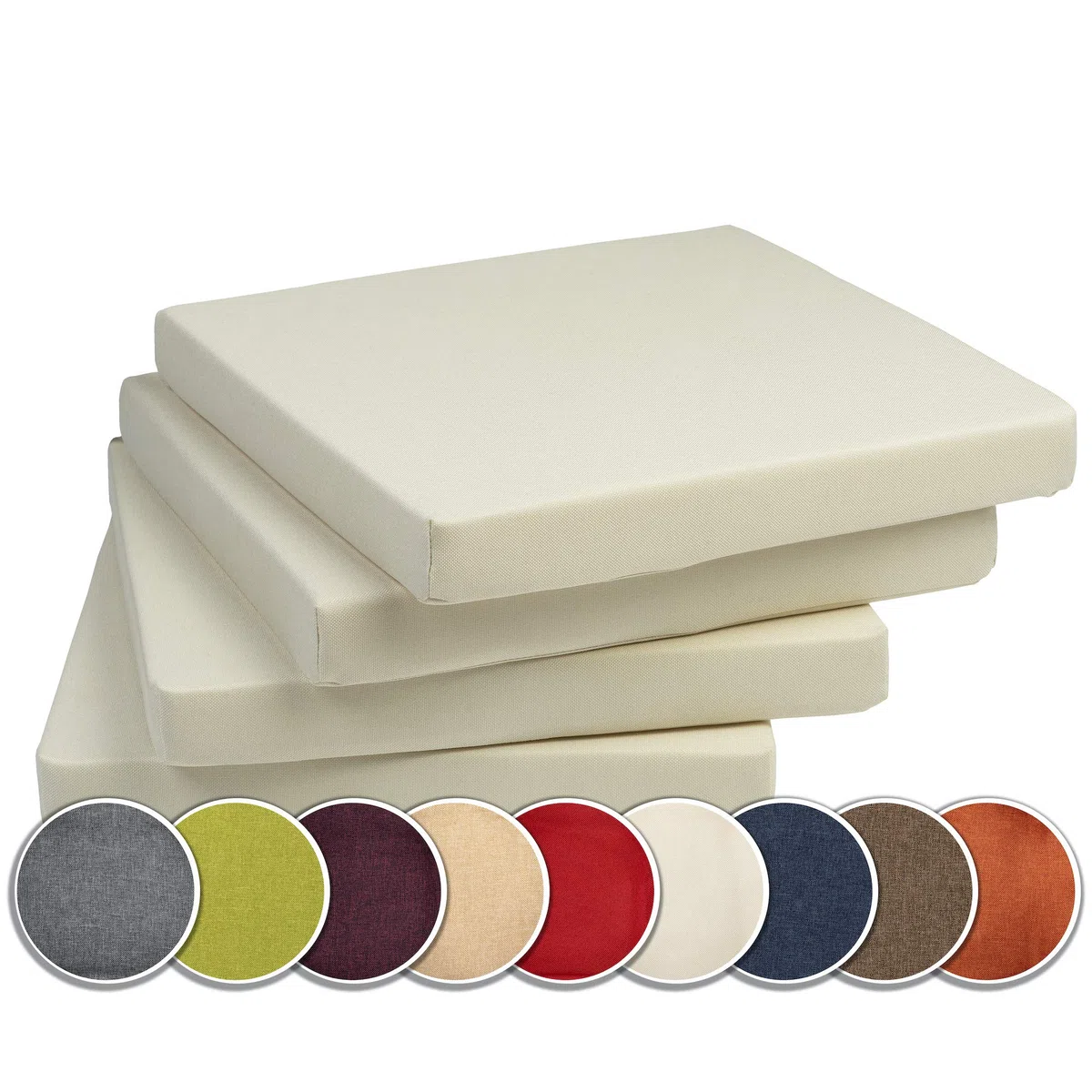 Sunnypillow 4 Cuscini per Sedia con Nastri 40x40 cm 5 cm Spessore per Sedie Panche Interno Esterno Cremoso