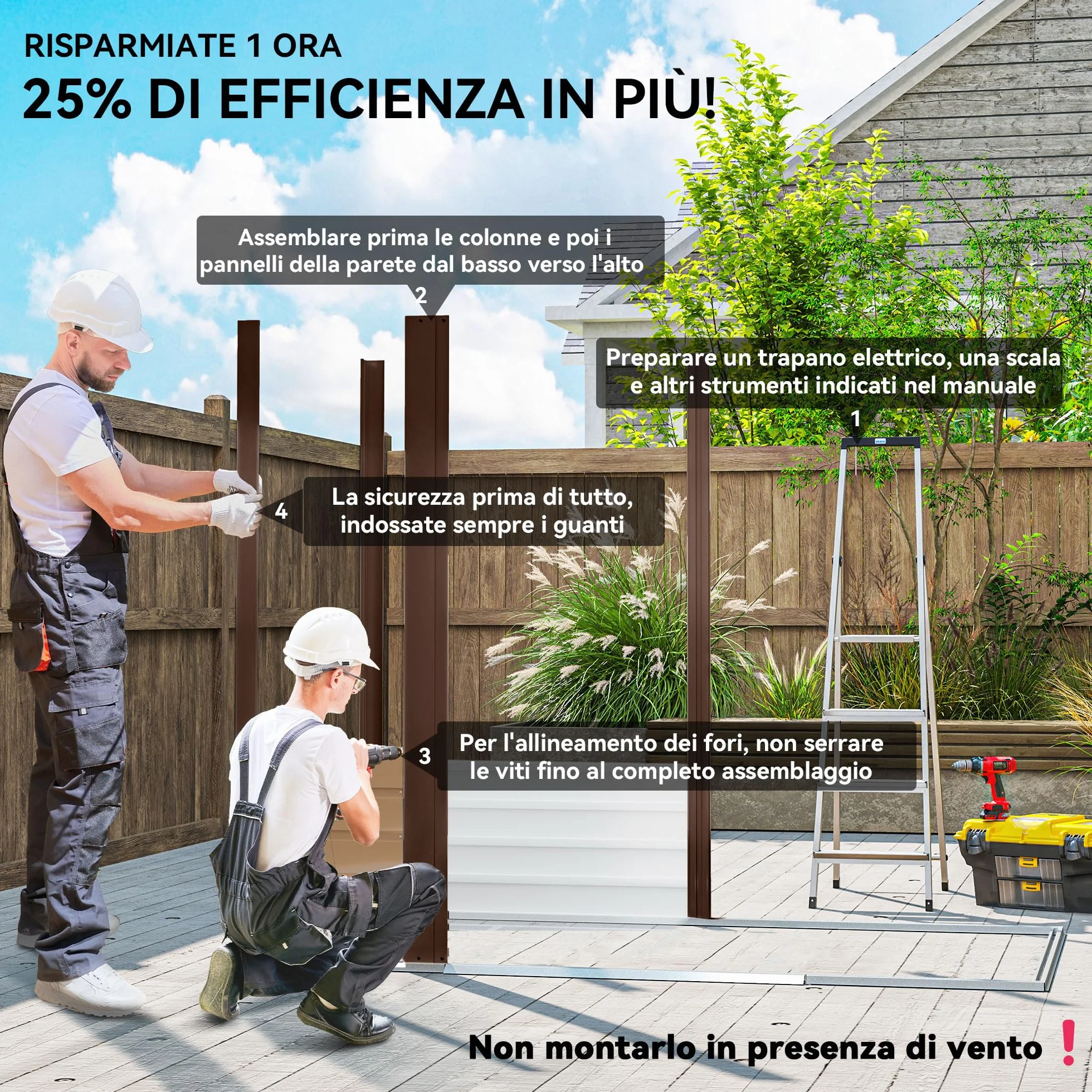 Outsunny Casetta da Giardino 1.9x1.3 m Acciaio Capanno Porta Attrezzi Lamiera Prese d'Aria Catenaccio Quercia