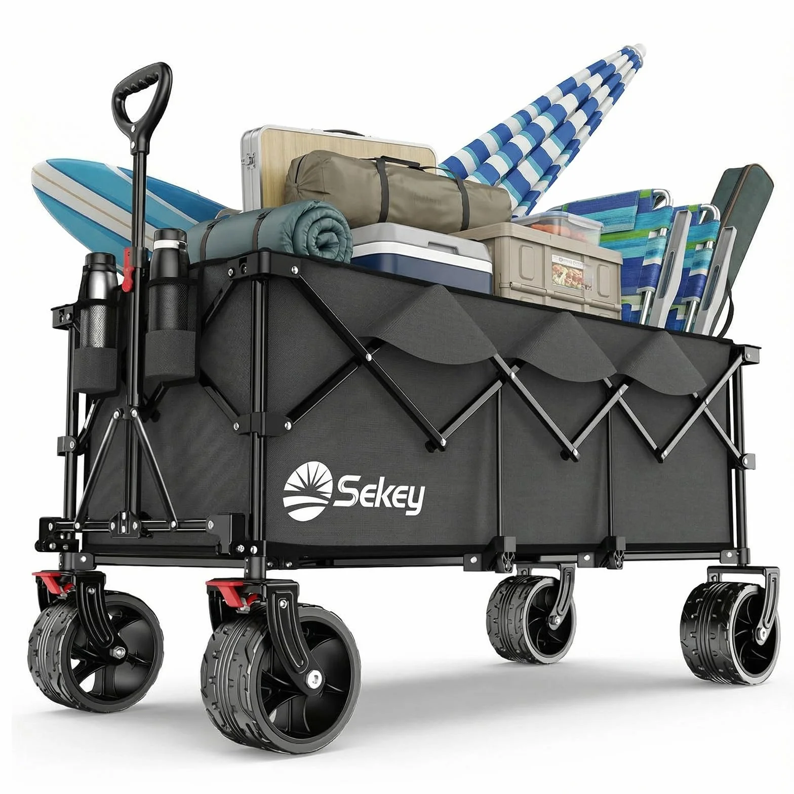 Sekey Carrello Spiaggia 300L 200KG Ruote Grandi 17x10 cm Pieghevole SE4013 Grigio
