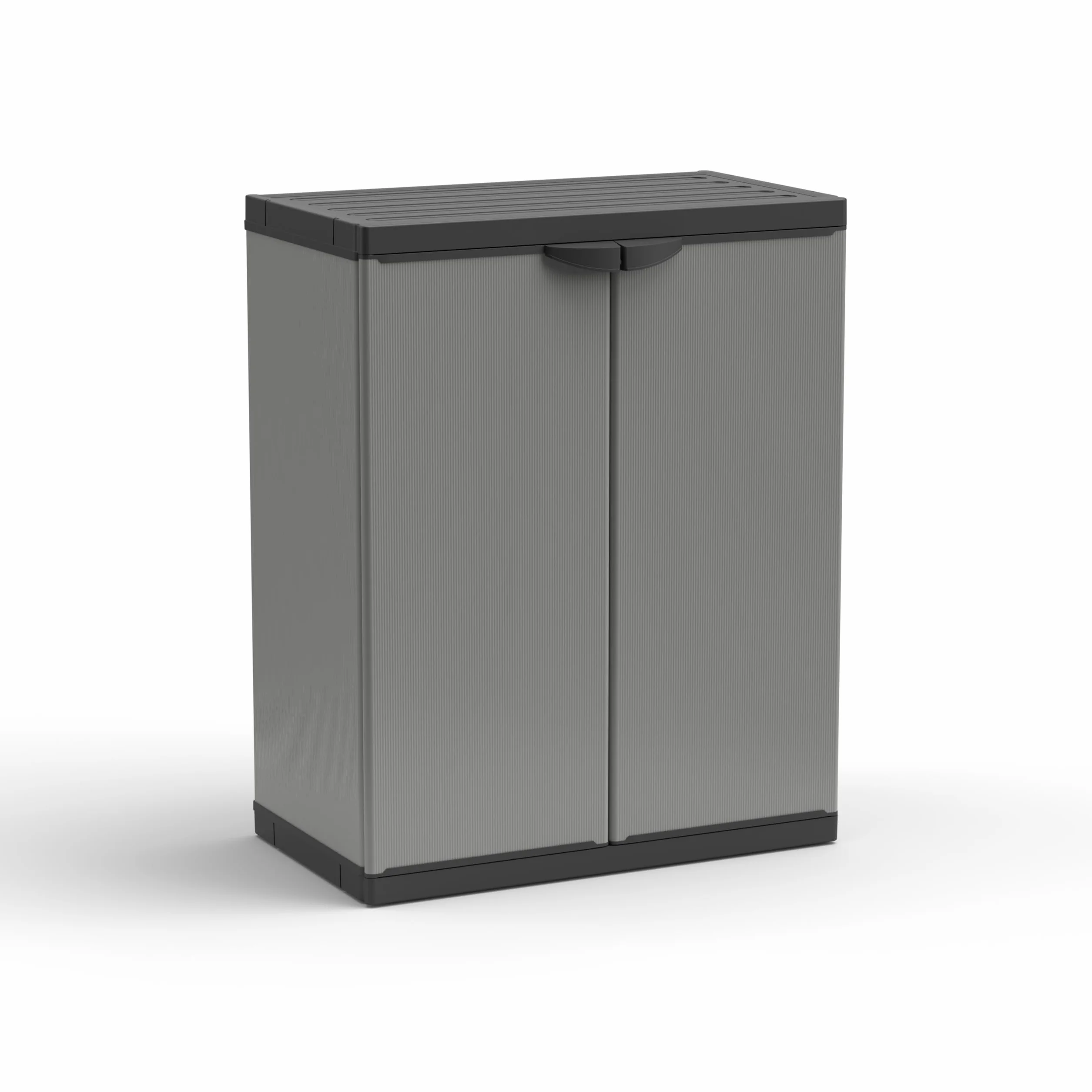 Adventa: Armadietto in resina di PVC e PP, 2 Ante, 1 Ripiano, Facile da Montare, Modular System, Resistente, Adatto ad ambienti Interni ed Esterni, 68L x 40P x 85H cm, Grigio e Nero
