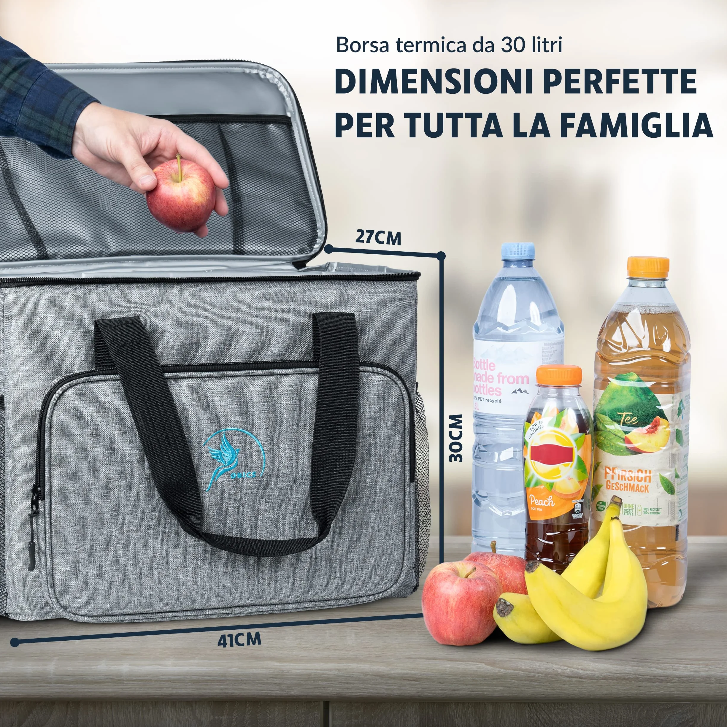 Obics Borsa termica porta pranzo 20 e 30 litri - Frigo isoterma portatile per alimenti, ufficio, picnic e da viaggio - Borsa-Frigo rigida e termiche isolata