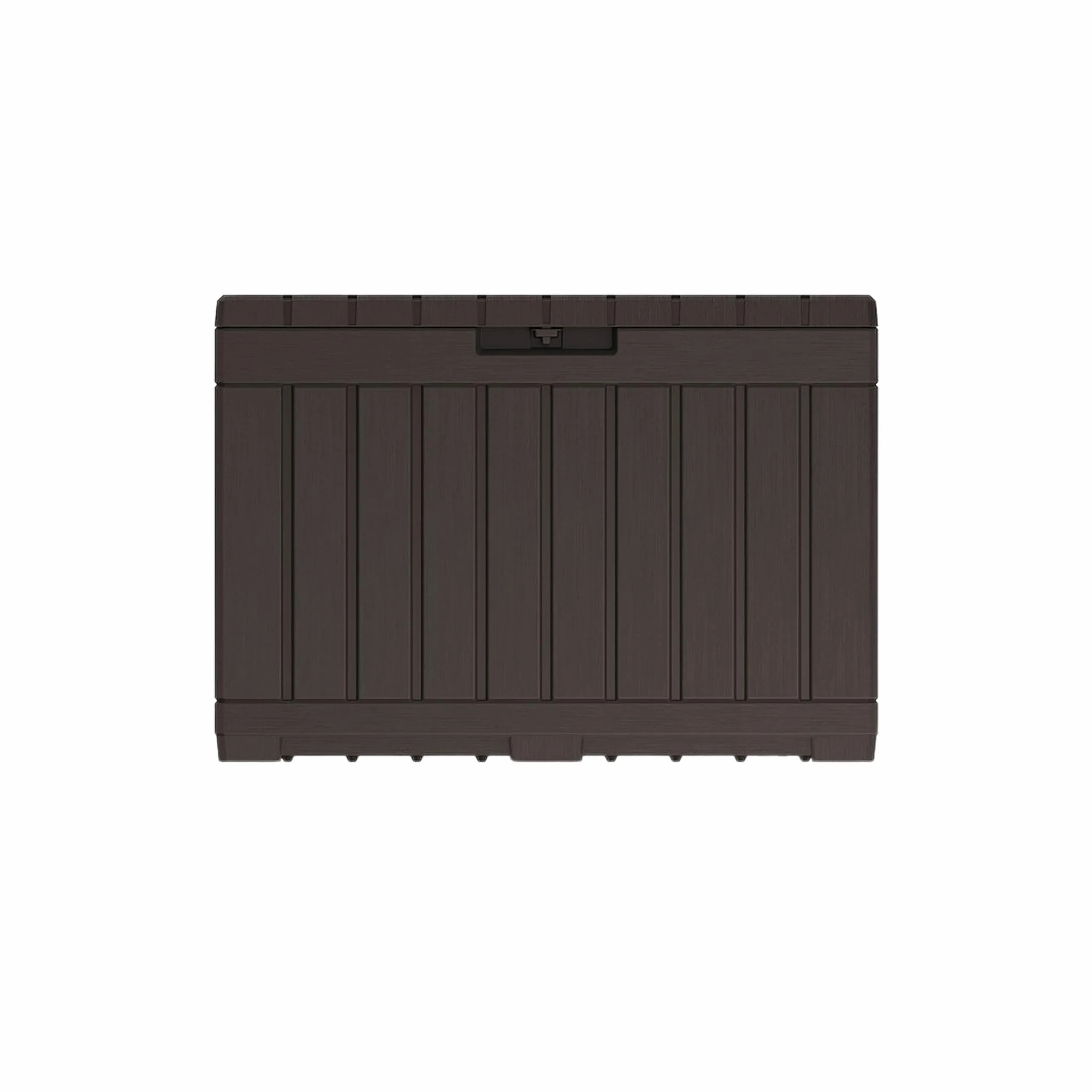 Keter KENTWOOD - Cassapanca da giardino, 190 l, resistente alle intemperie, effetto legno, con funzione di seduta, resistente ai raggi UV, richiudibile, per interni ed esterni