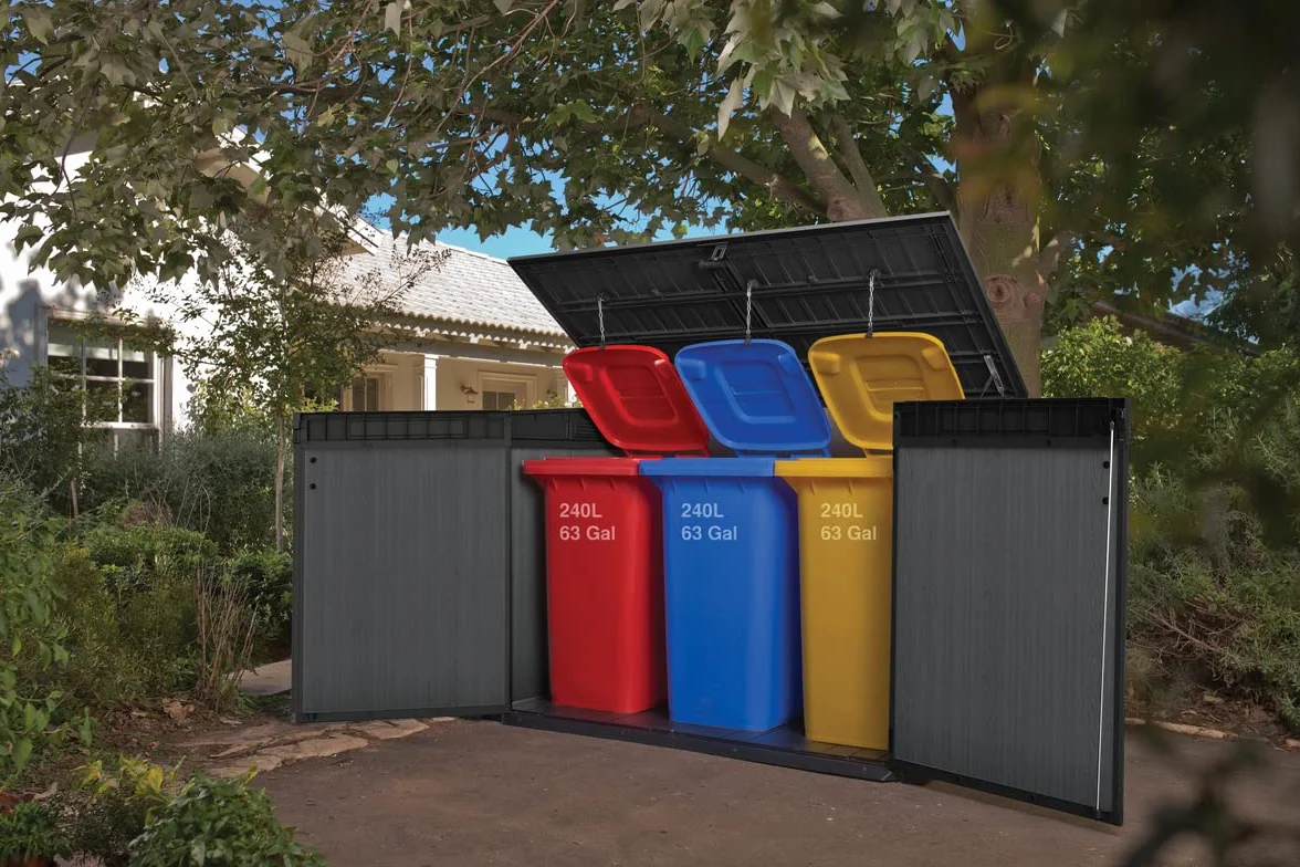 Keter Porta Attrezzi da Esterno Cortina Mega, Ideale per il Giardino, Grigio Scuro, 190,5x109,3x132,5H cm, 2020L