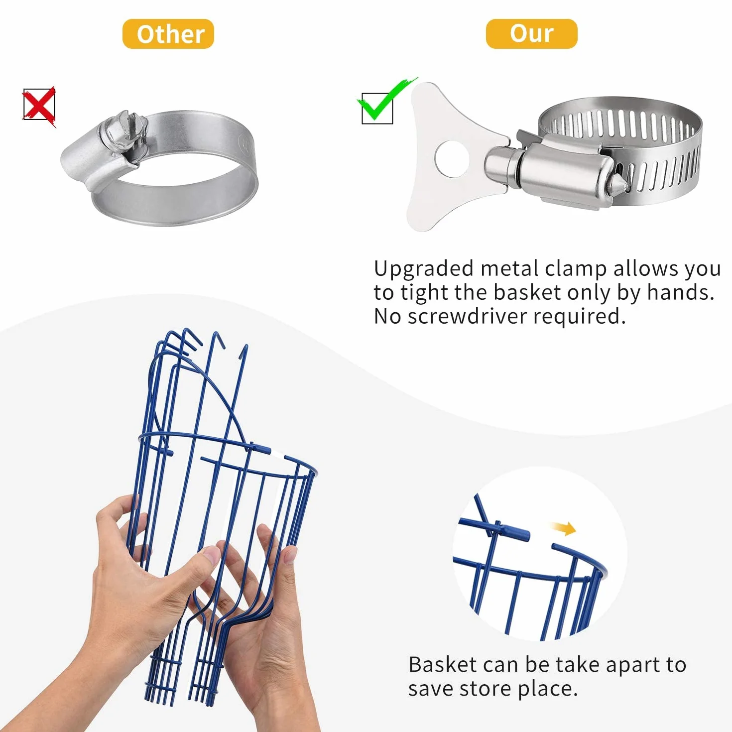 MaidMAX Raccoglitore di Frutta, 4m Fruit Picker, Raccoglifrutta Arancia Mela Raccoglitrice con Palo in Acciaio Inox Leggero, Cestino Robusto con Cuscinetto in Schiuma, Morsetto in Metallo
