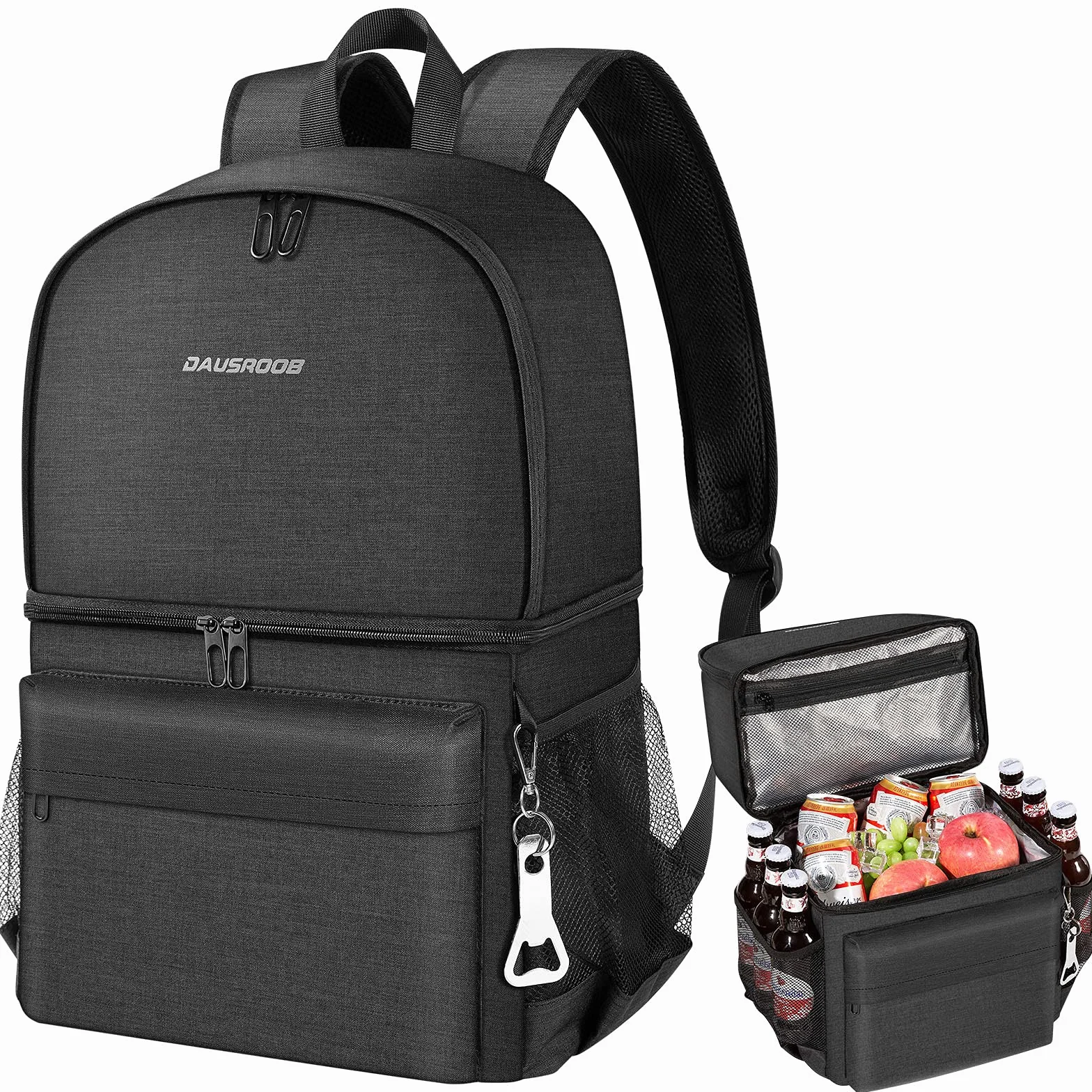 Zaino termico 27 l 2 in 1 grande borsa termica a prova di perdite con scomparto termico per picnic spiaggia escursioni lavoro gite in famiglia 24 lattine