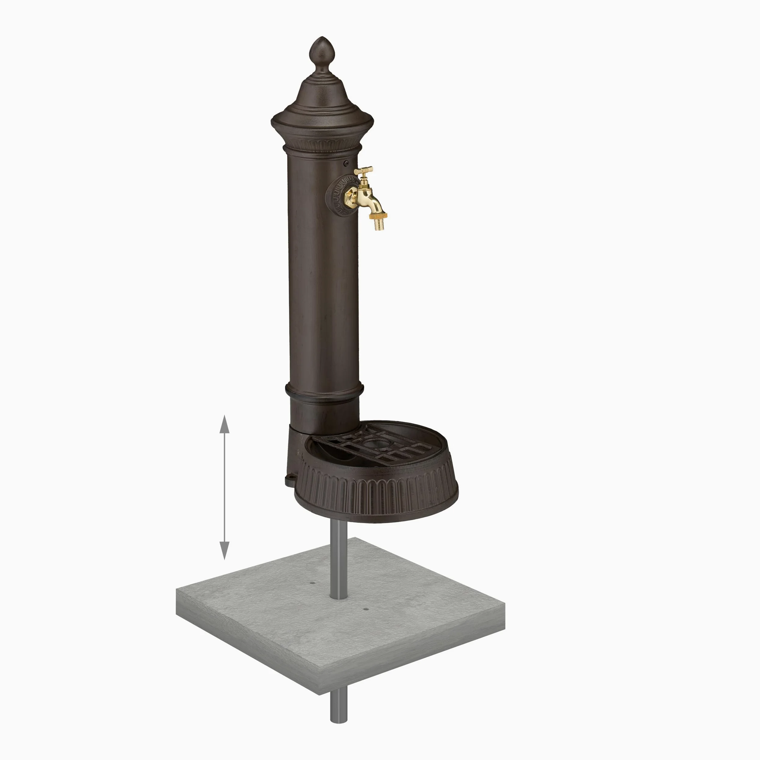 Relaxdays Fontana da Giardino in Stile Antico, Fontanella a Colonna con Rubinetto e Vaschetta, 72x26x31 cm, Marrone