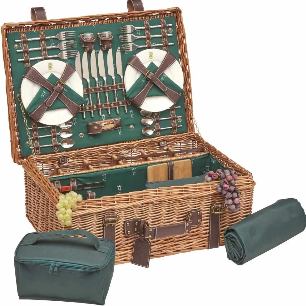 Baule da picnic in pelle Prestige Champs Elysée per 6 persone 57x37x23cm