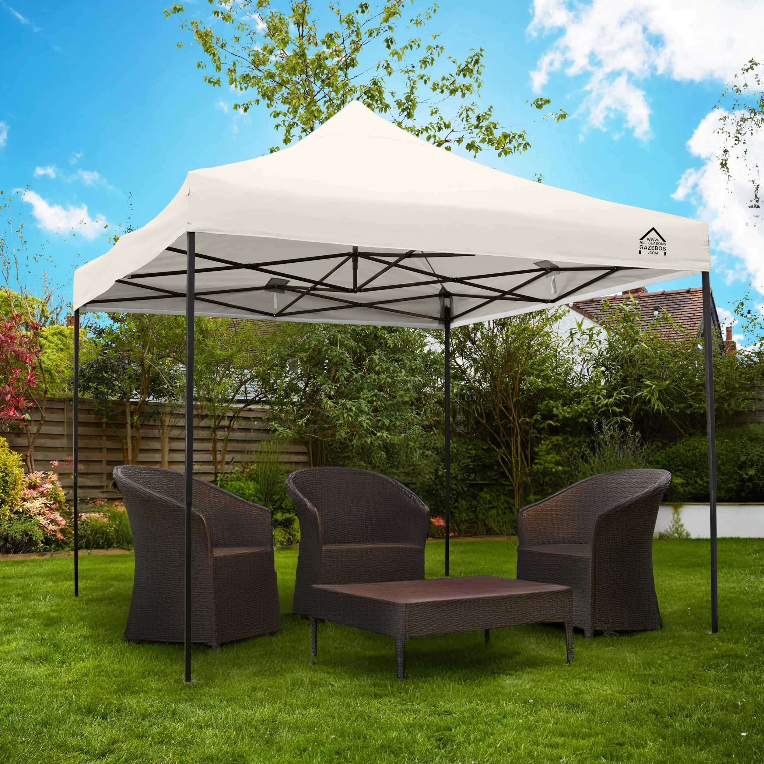All Seasons Gazebos 3x3m Pop Up Gazebo z akcesoriami i torbą na kółkach, wodoodporny, Kremowy