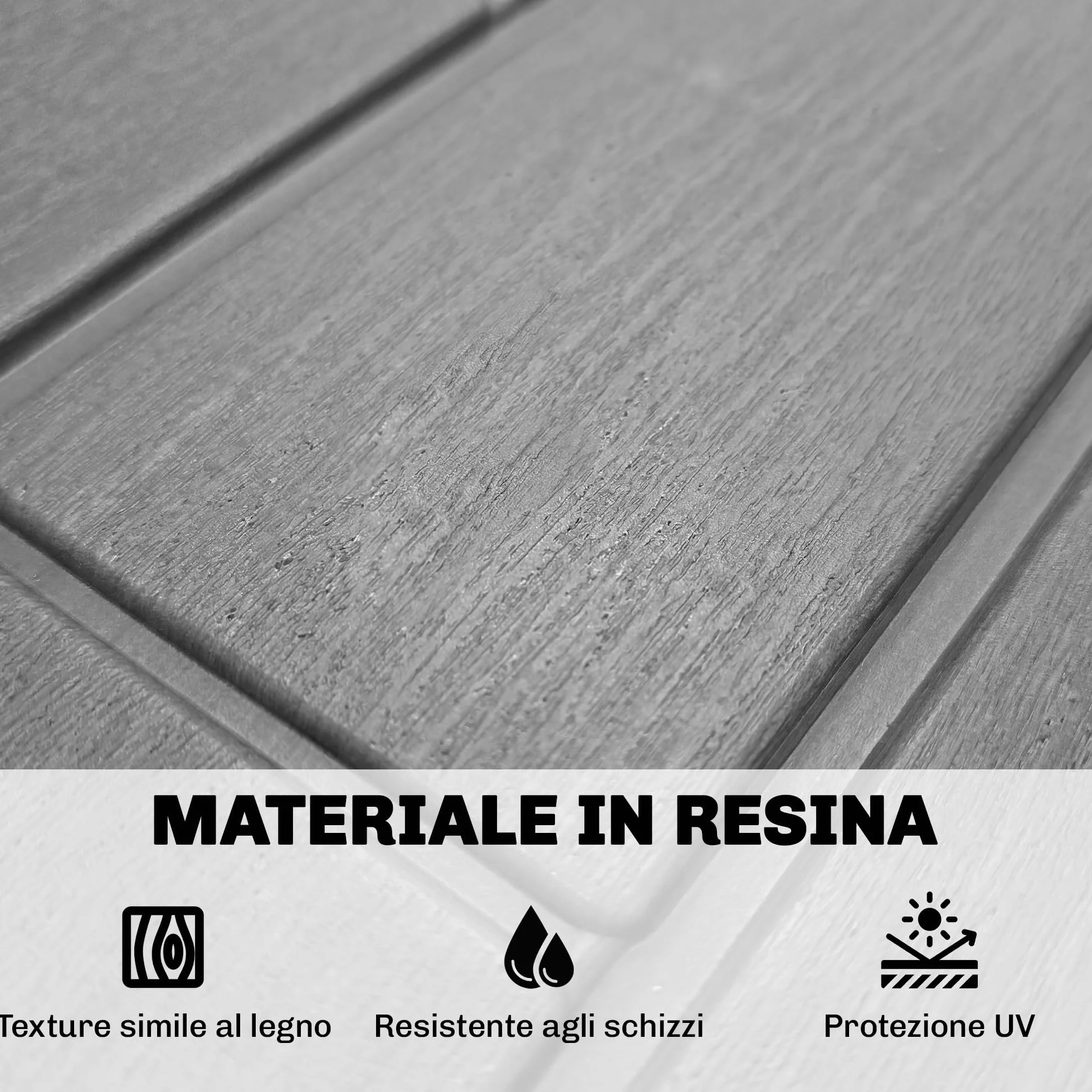 Outsunny Baule da Esterno 114L PP con Coperchio Serratura e Protezione UV, Effetto Legno Grigio