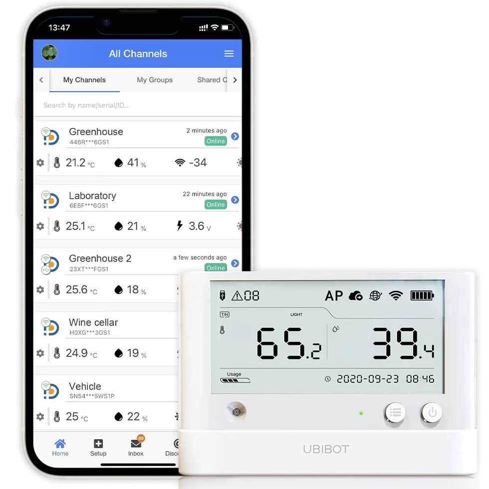 UbiBot WS1 Pro Sensore di umidità e temperatura WiFi, termometro per congelatori, registratore di dati a distanza con avvisi, IFTTT, app gratuita (solo WiFI 2.4GHz)
