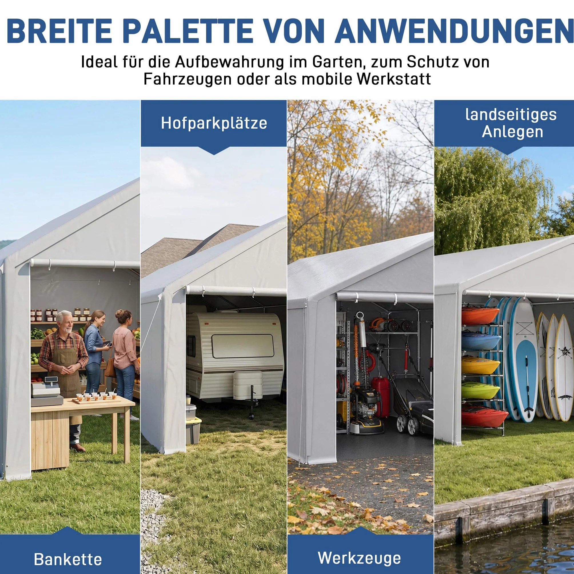 Tenda da campeggio per garage 3 m x 4 m impermeabile UV