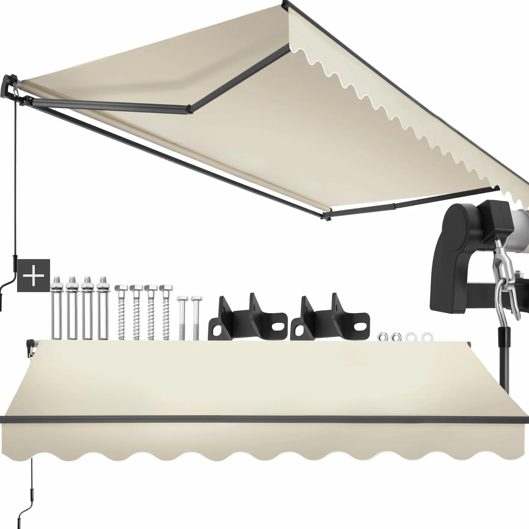 Tectake Tenda da Sole Esterno Bracci Estensibili Avvolgibile Impermeabile Protezione UV 300x250 cm Beige