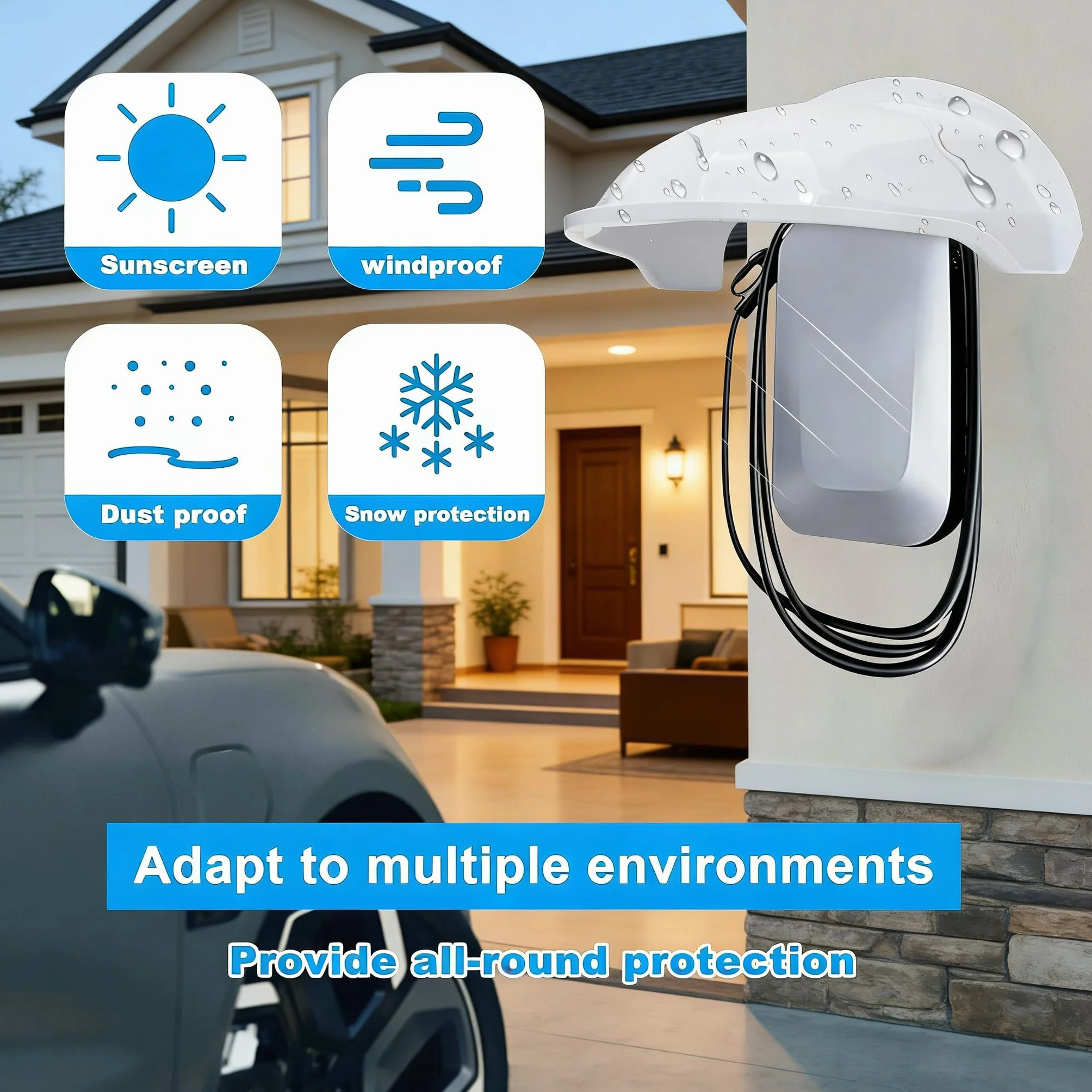 Wallbox Tettoia per stazione di ricarica auto elettrica protezione pioggia UV ABS 40x35,5x20 cm