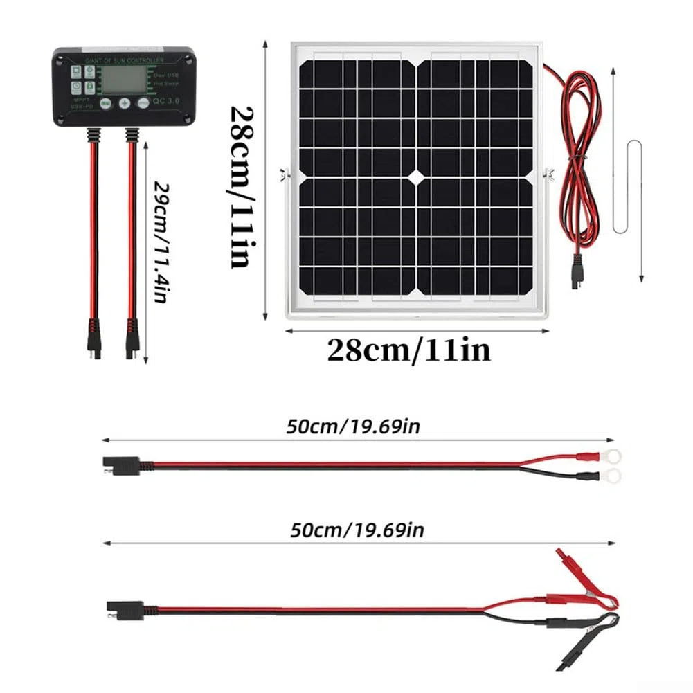 Solars Caricabatterie MPPT 12V Kit Ricarica Auto Barca