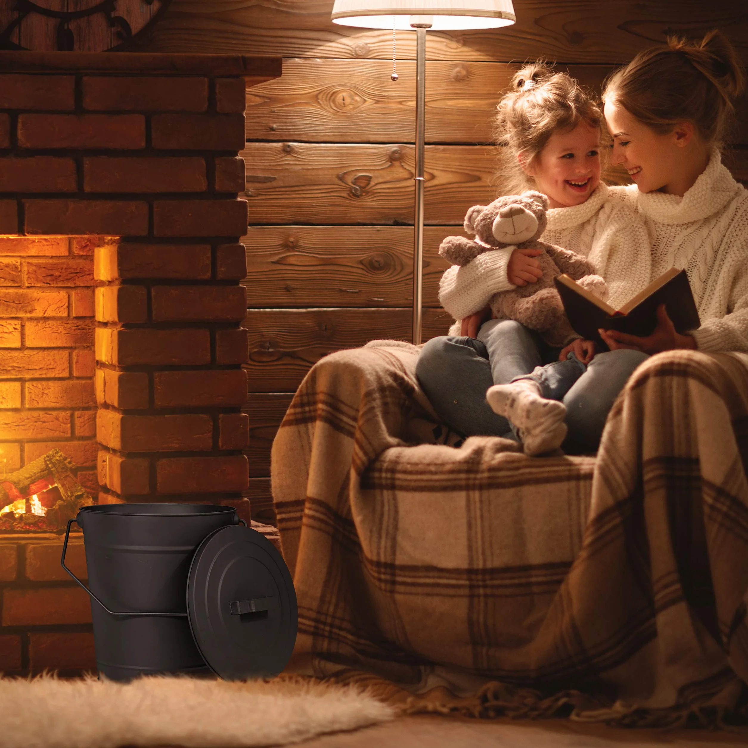 Relaxdays Secchio per Cenere con Coperchio, per Raffreddare & Trasportare Carbone Bollente, Camino & Stufa, 12 l, Nero