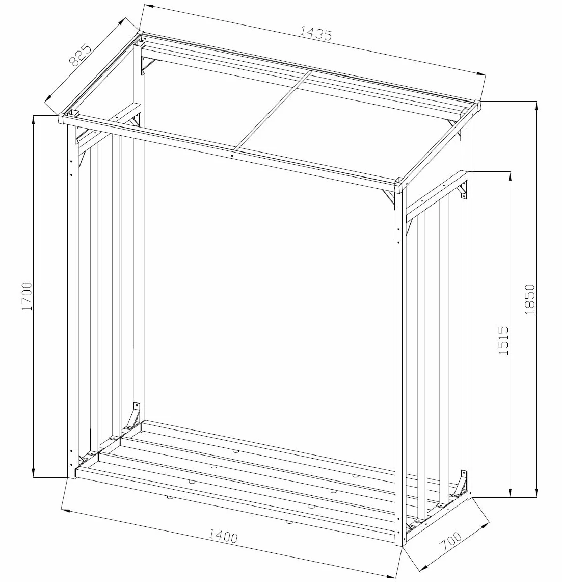 QUICK STAR Metal Scaffale per legna da ardere 143 x 70 x 185 cm 1,8 m³ impilabile esterni