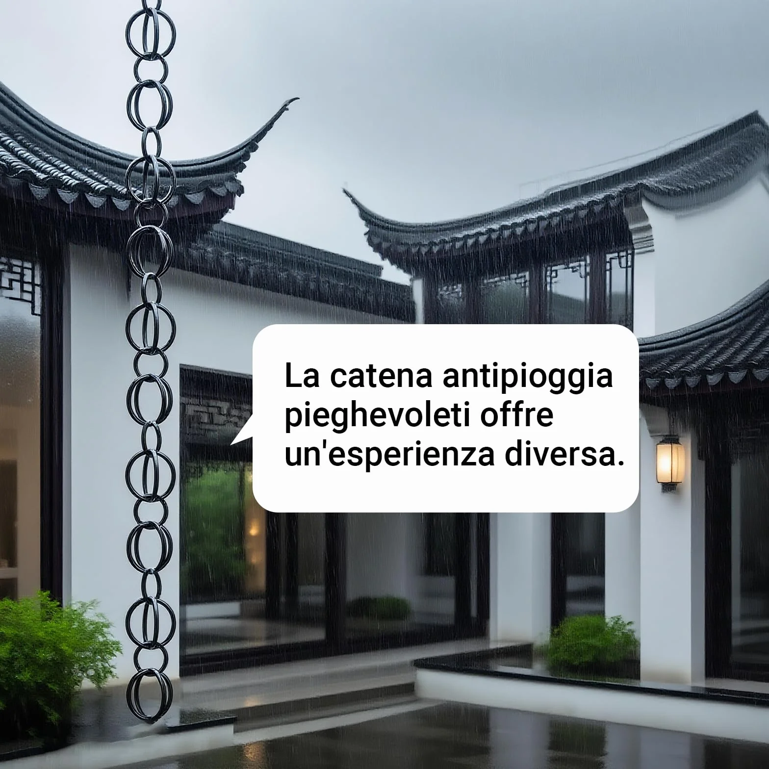 Catena per Pioggia Esterna, Adattatore per Grondaie in Alluminio Nero, con Funzione di Drenaggio e Decorazione PluvialeNero(4m)