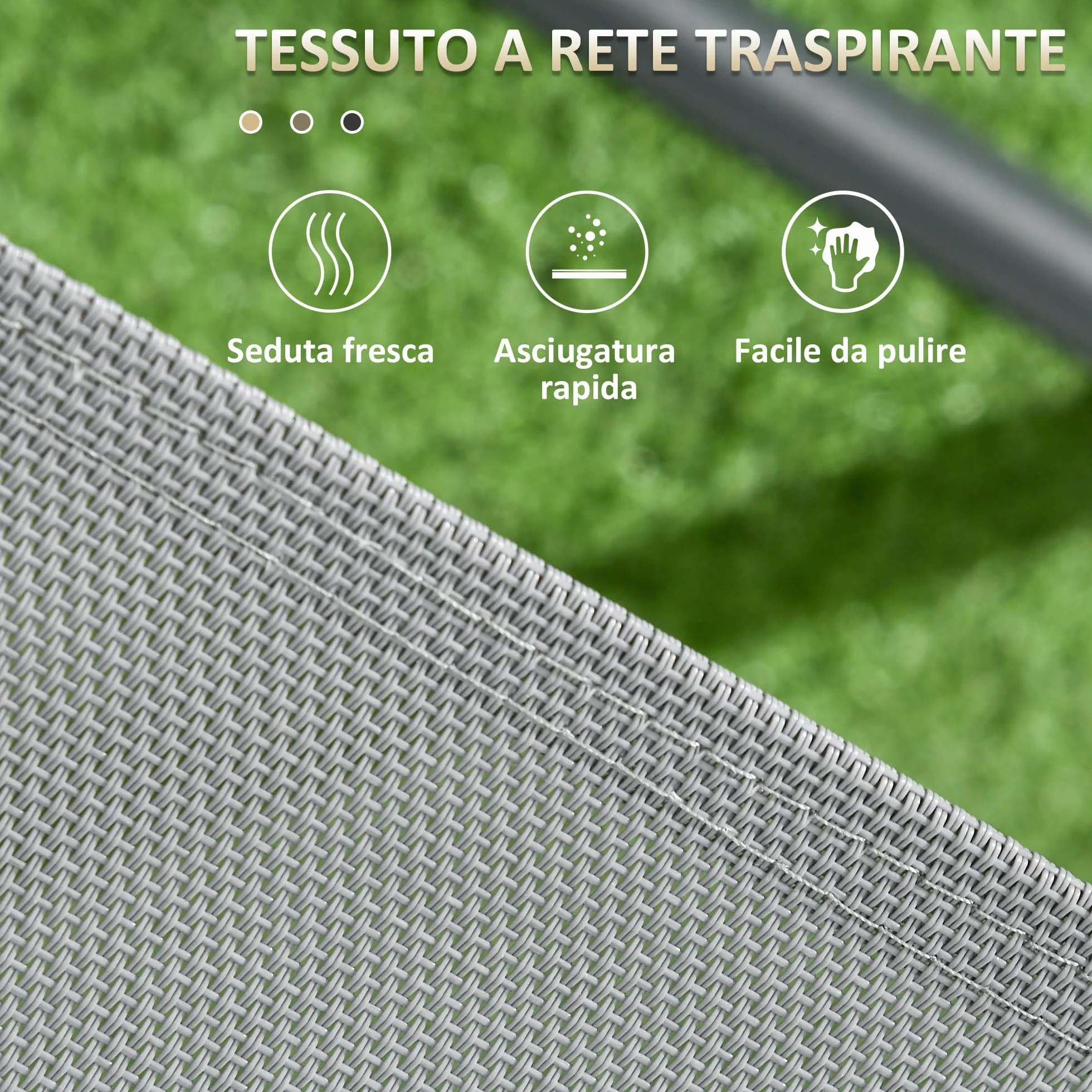Outsunny Set da Giardino 3 Pezzi con Sedie e Tavolino Pieghevoli in Metallo e Vetro Grigio Chiaro per Patio