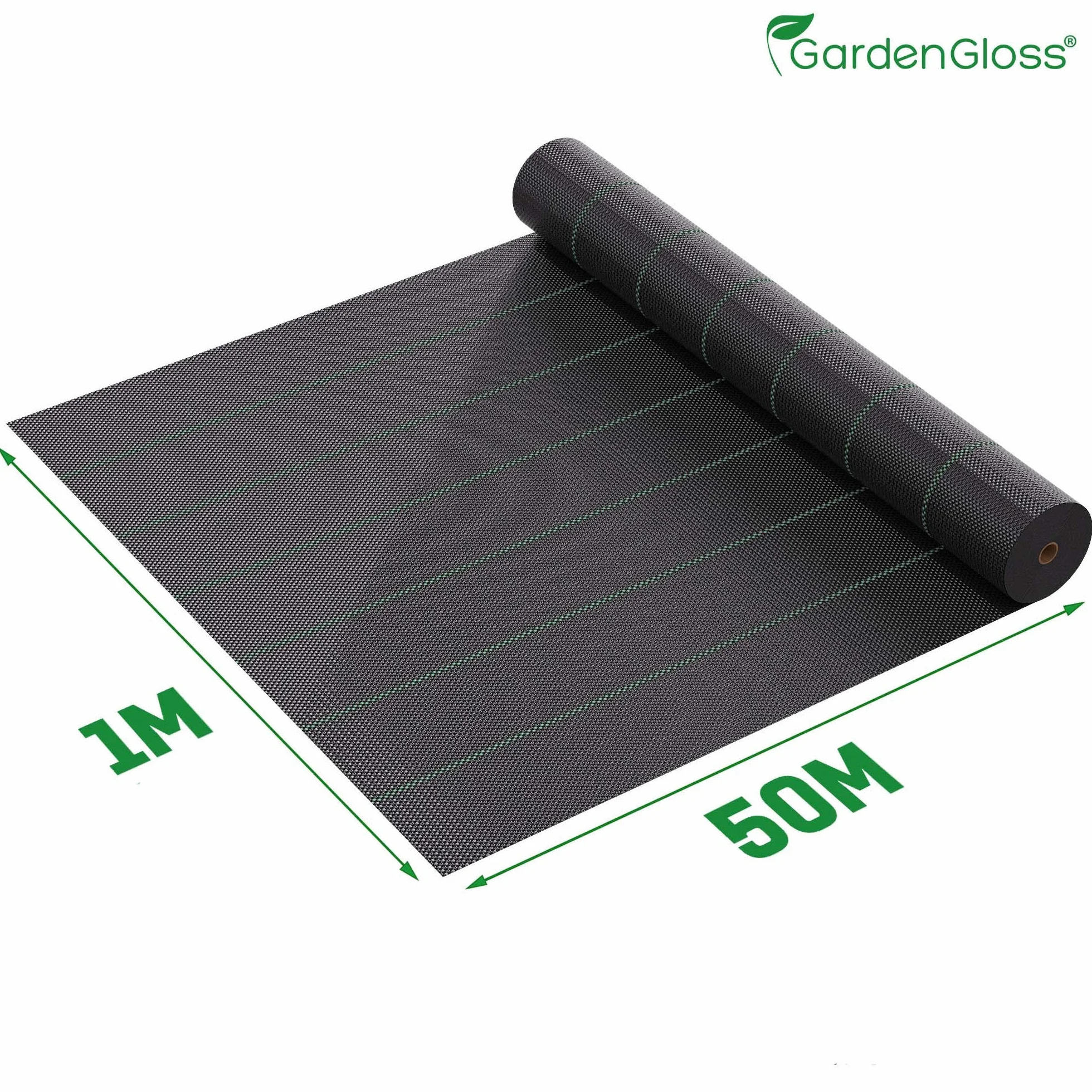GardenGloss 50m² Telo Pacciamatura Contro Erbe Infestanti 100g/m² Resistente Strappo Permeabile Acqua Elevata Resistenza UV Nero Orto 50m x 1m 1 Rotolo