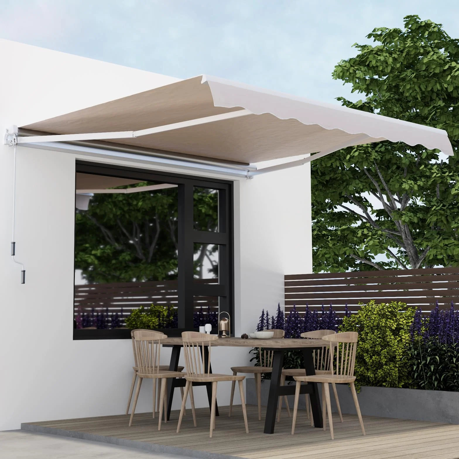 RELAX4LIFE Tenda da Sole 400x250cm Alluminio Angolazione Regolabile 5°-35° Impermeabile Balcone BEIGE