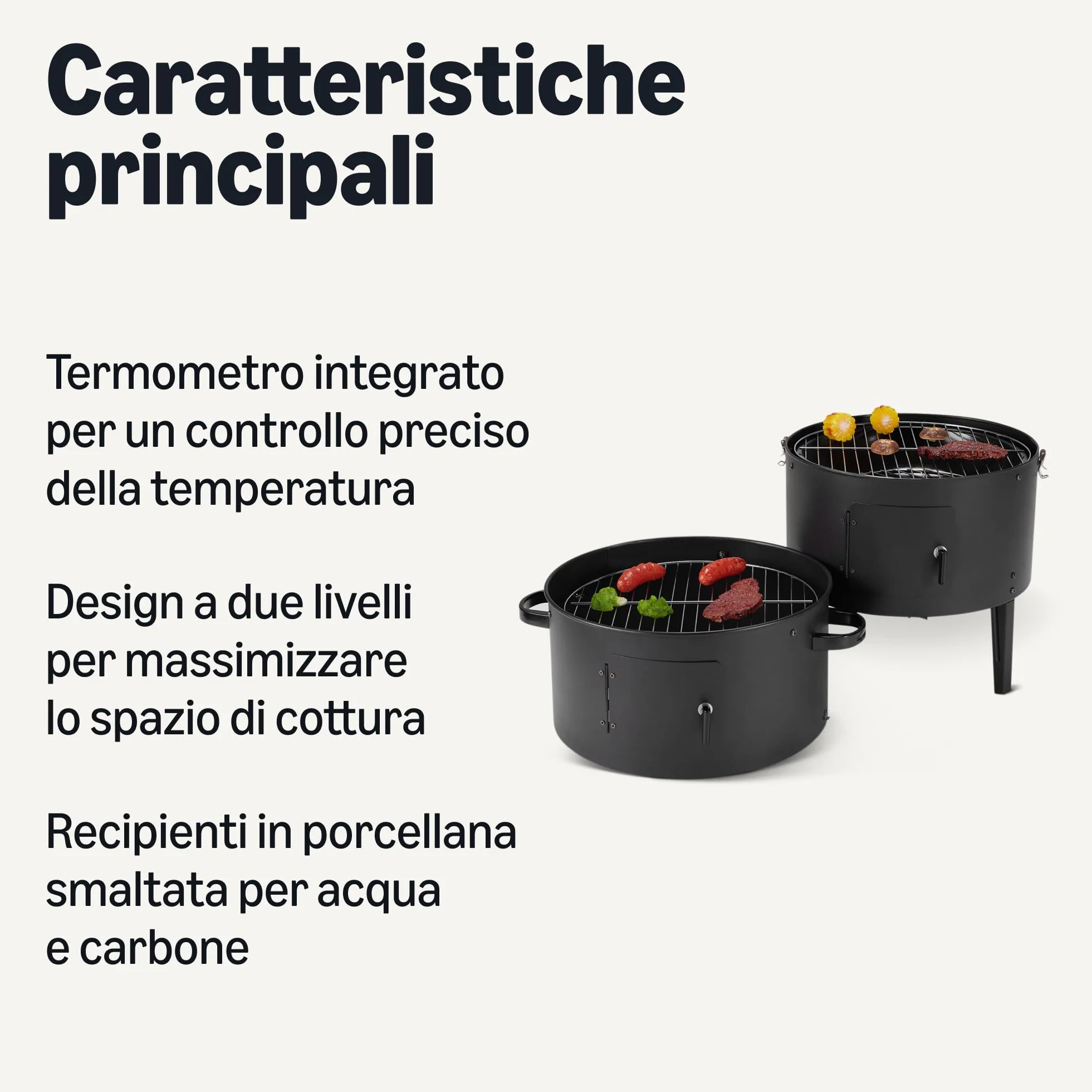 Affumicatore da Esterni Amazon Basics 40.6 cm Nero