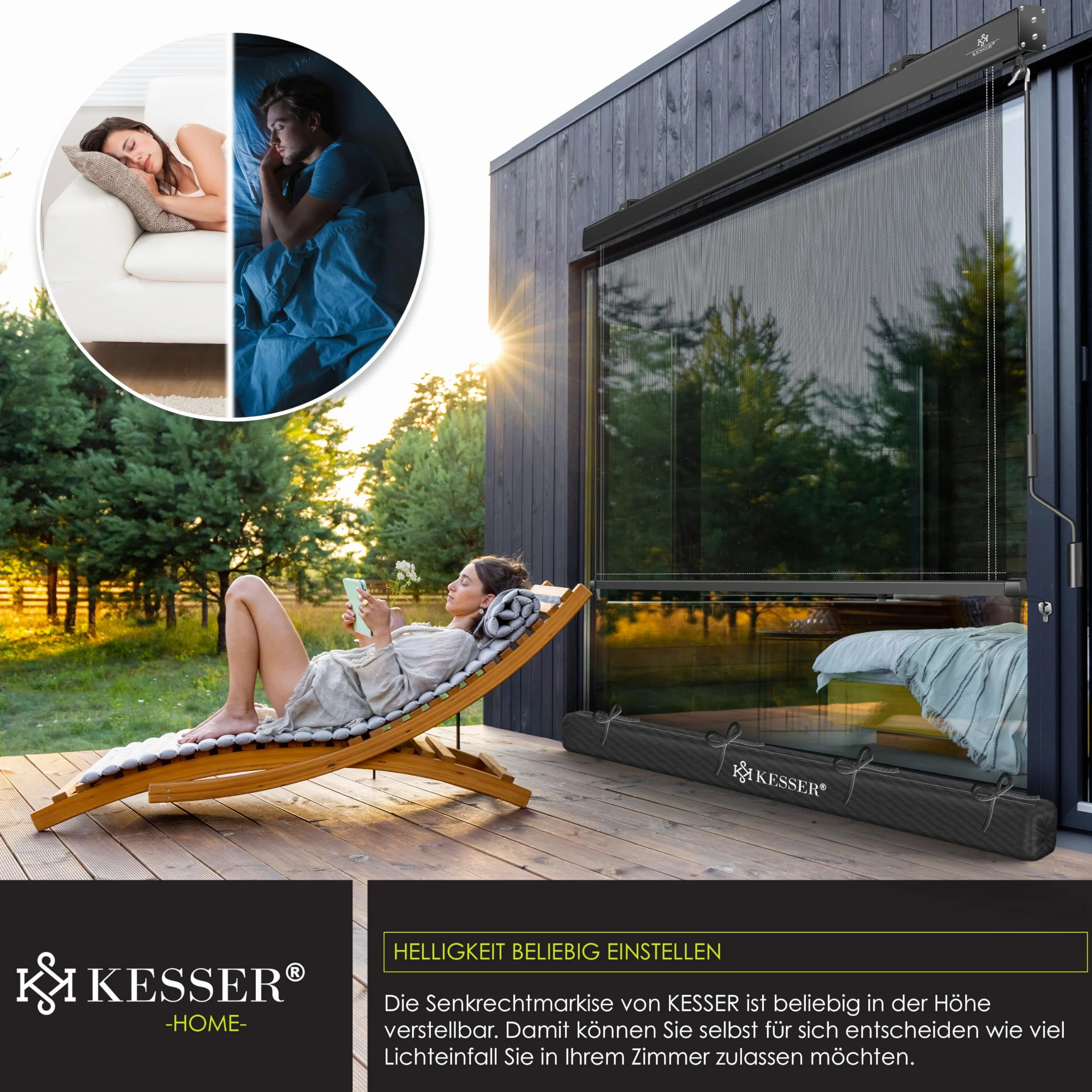 KESSER Tenda a rullo verticale 140 x 250 cm meccanismo a manovella protezione solare privacy balcone terrazza kit montaggio