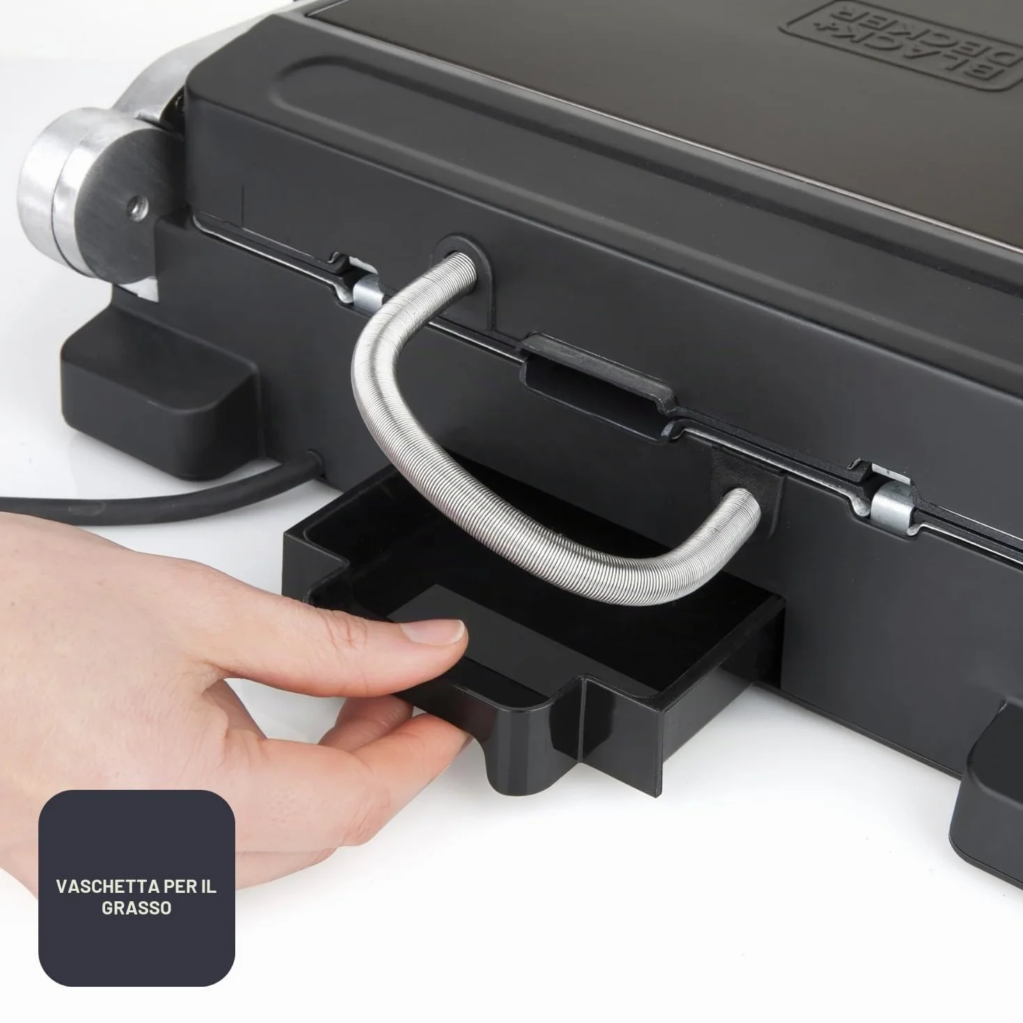 BLACK+DECKER Griglia elettrica 2000W 2 in 1 piastre lisce e grill antiaderente apertura 180° display LCD