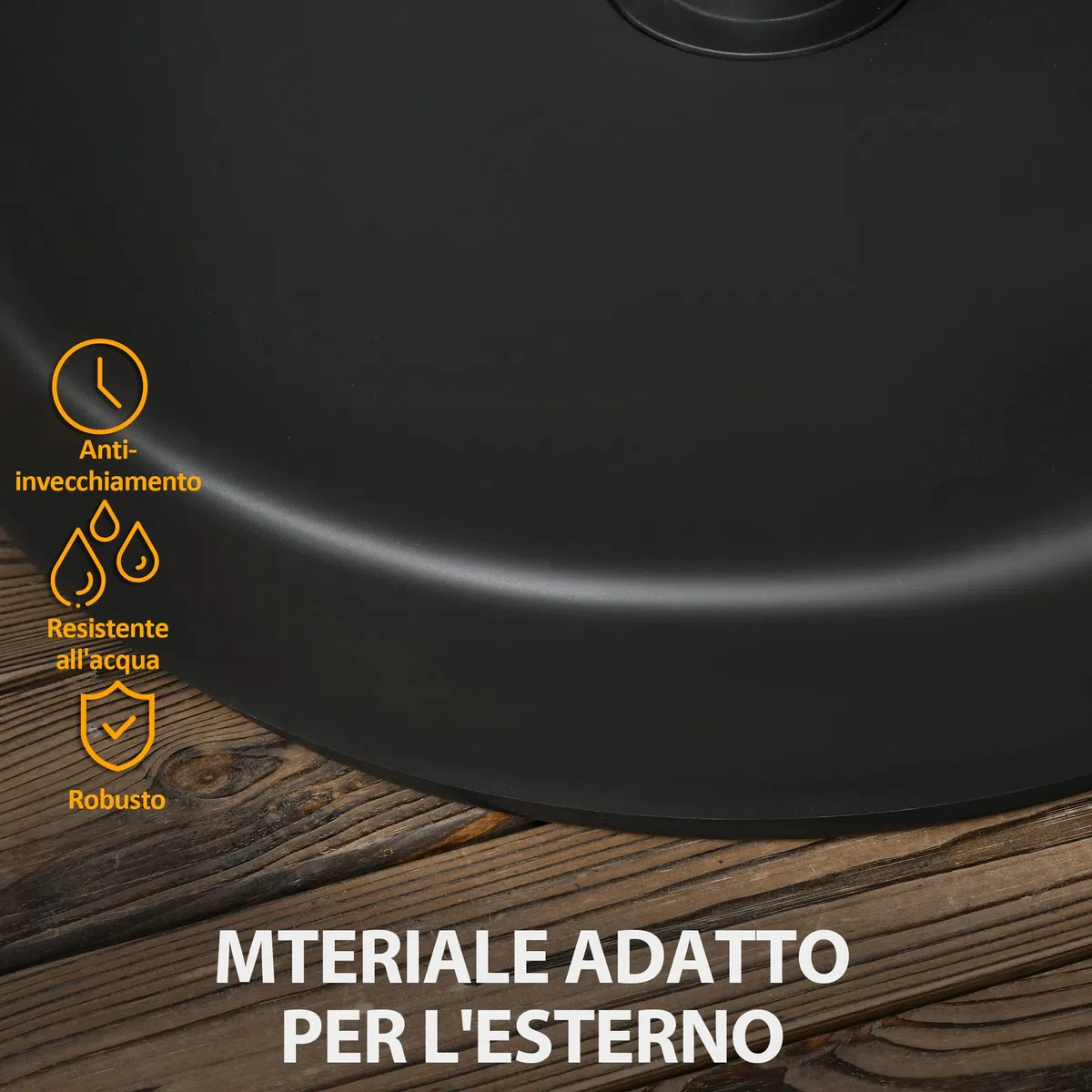 Outsunny Base per Ombrellone da Giardino in Plastica PP Max 18kg di Peso, Ø45x33 cm, Nero
