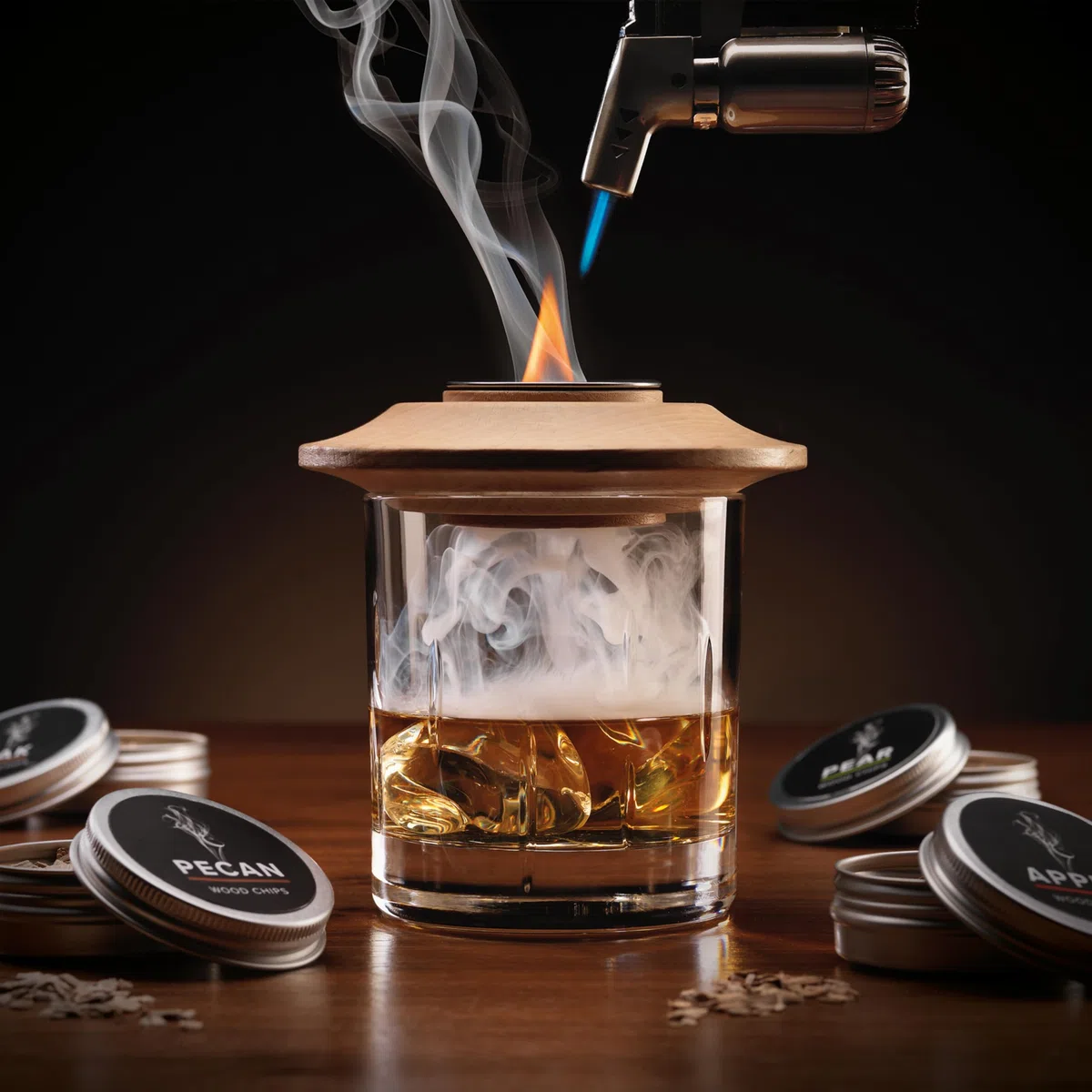 Connoisseur Creations - Set di affumicatori per whisky, accessori per la combustione del legno
