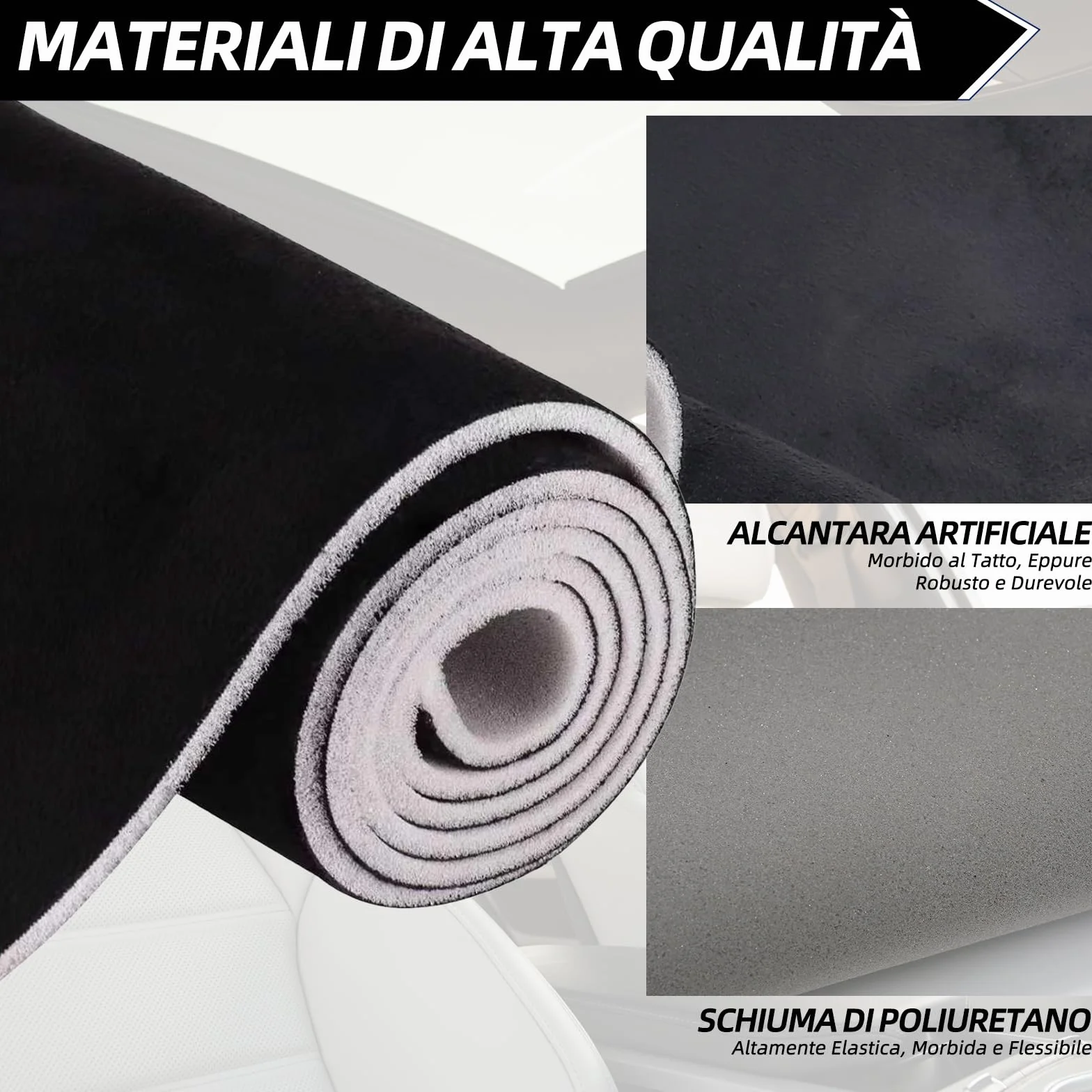 Tettoia in camoscio con dorso in schiuma per interni dell'auto, adatto per la sostituzione di cieli auto, camper, campervan e progetti fai da te (200,7 x 152,4 cm) (nero)