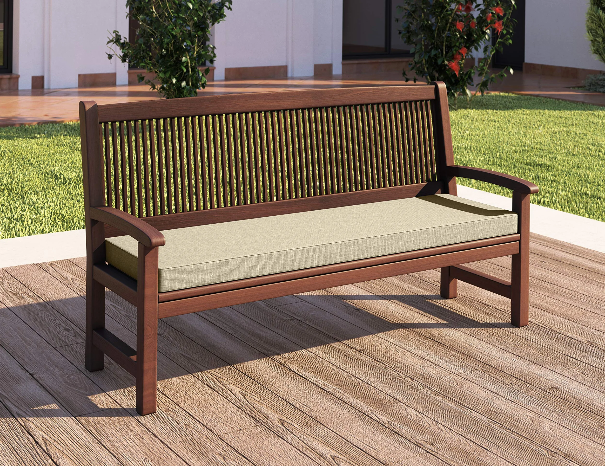 sunnypillow Cuscino per Panca da Giardino 100 x 50 x 5cm - Spessore 5 cm - Rivestimento Rimovibile, Resistente e Ideale per Uso Esterno in Giardino, Terrazza, Balcone - Cremoso