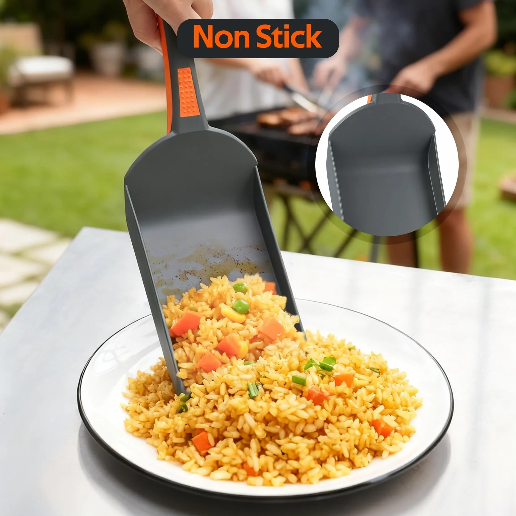 Onlyfire Kit Accessori per Griglia Barbecue in Nylon, 2 Spatole per Piastra, Pala per Piastre e Pinza da Cucina, Utensili per Barbecue e Cottura All'aperto, Lavabile in Lavastoviglie