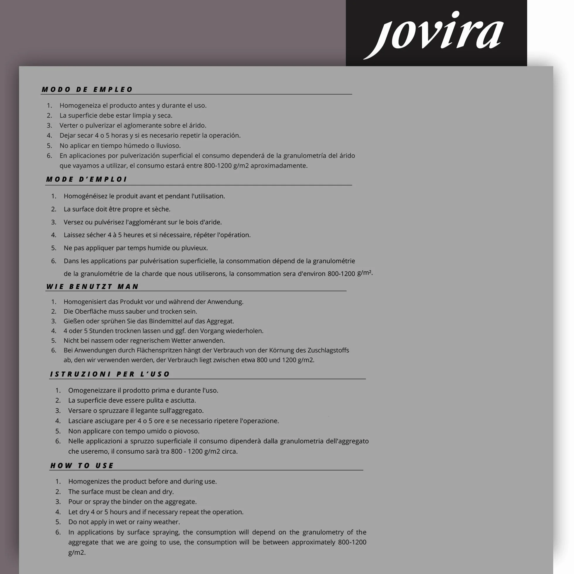JOVIRA PINTURAS Legante di Ghiaia 5 Litri | resina per compattazione e Fissaggio di aggregati (5 Litri). B-07