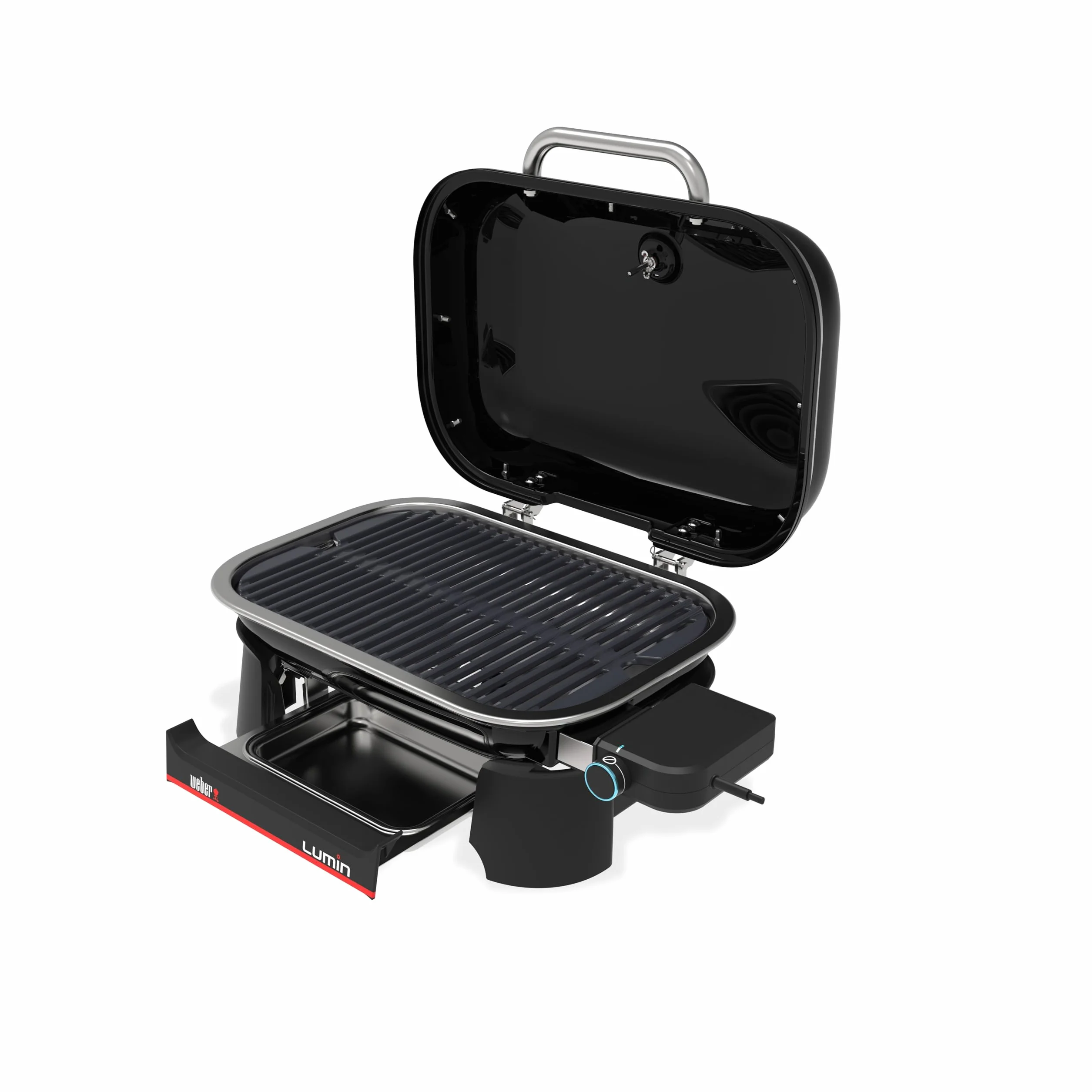 Weber Lumin Compact Barbecue Elettrico Portatile, 315°C, Griglie in Ghisa Smaltata, 43x32 cm, Nero