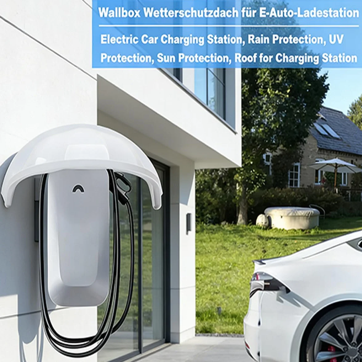Wallbox Tettoia per stazione di ricarica auto elettrica protezione pioggia UV ABS 40x35,5x20 cm